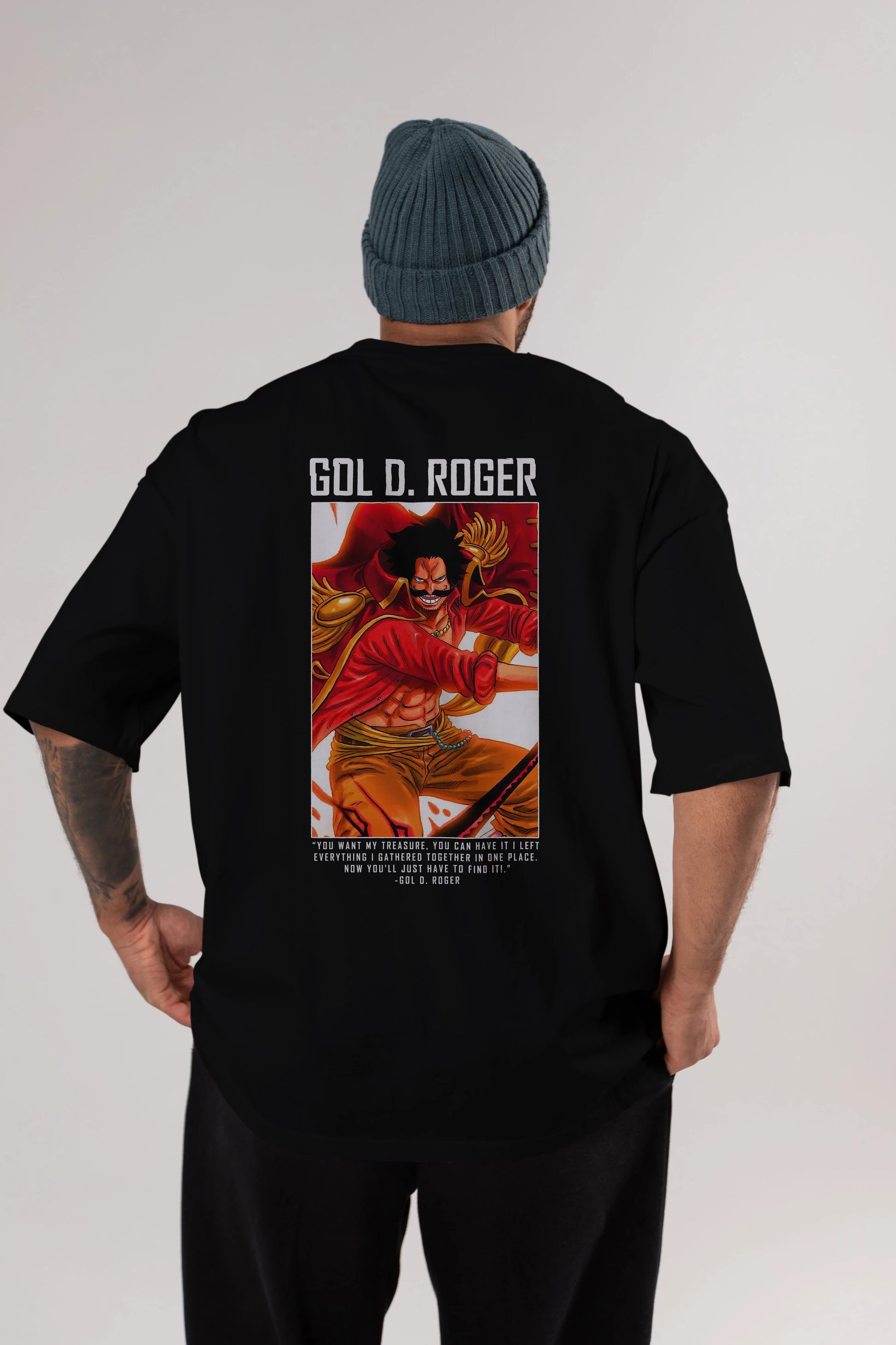 Gol D. Roger Anime Arka Baskılı Oversize t-shirt Erkek Kadın Unisex %100 pamuk tişort