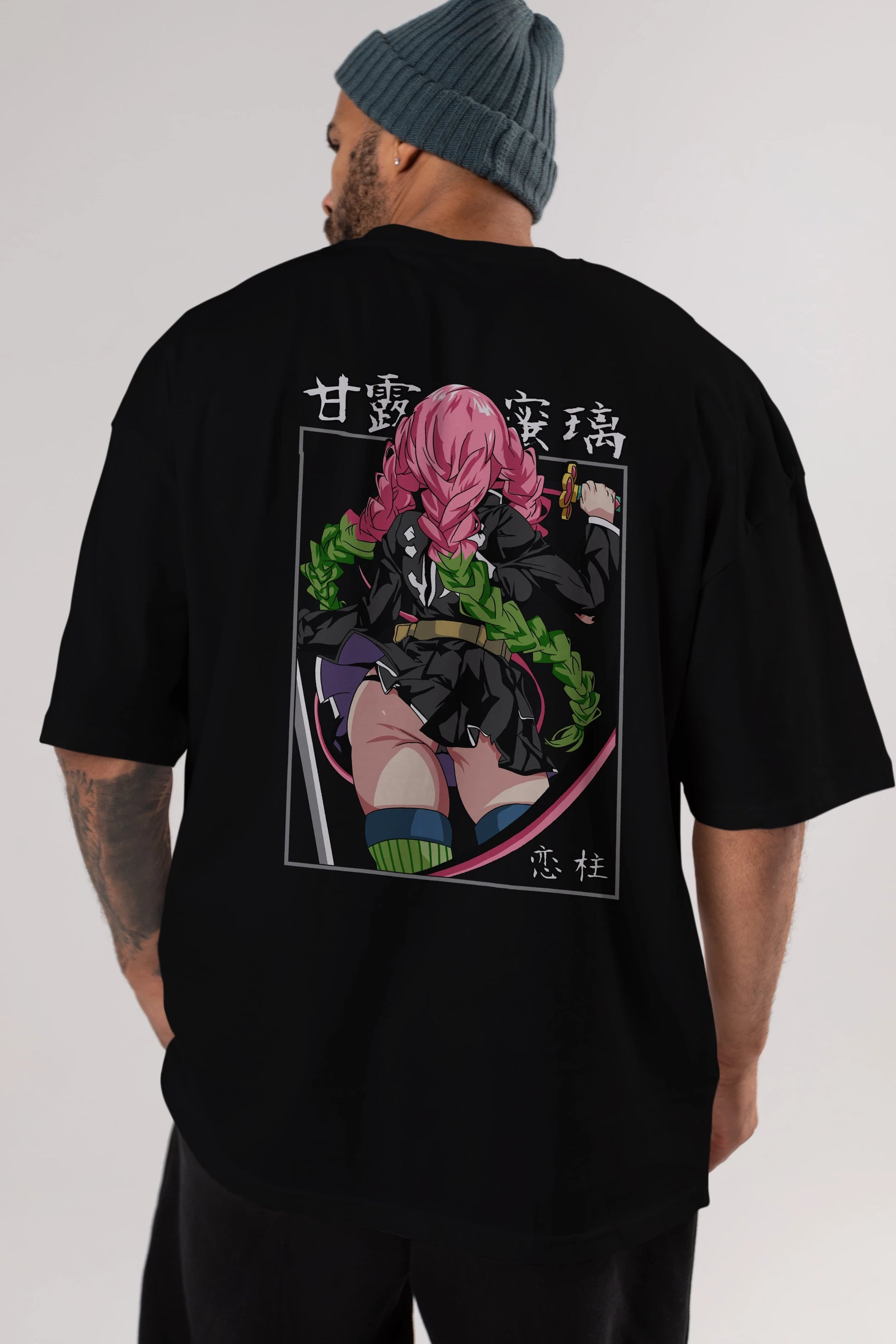 Mitsuri DEMONSLAYER Anime Arka Baskılı Oversize t-shirt Erkek Kadın Unisex