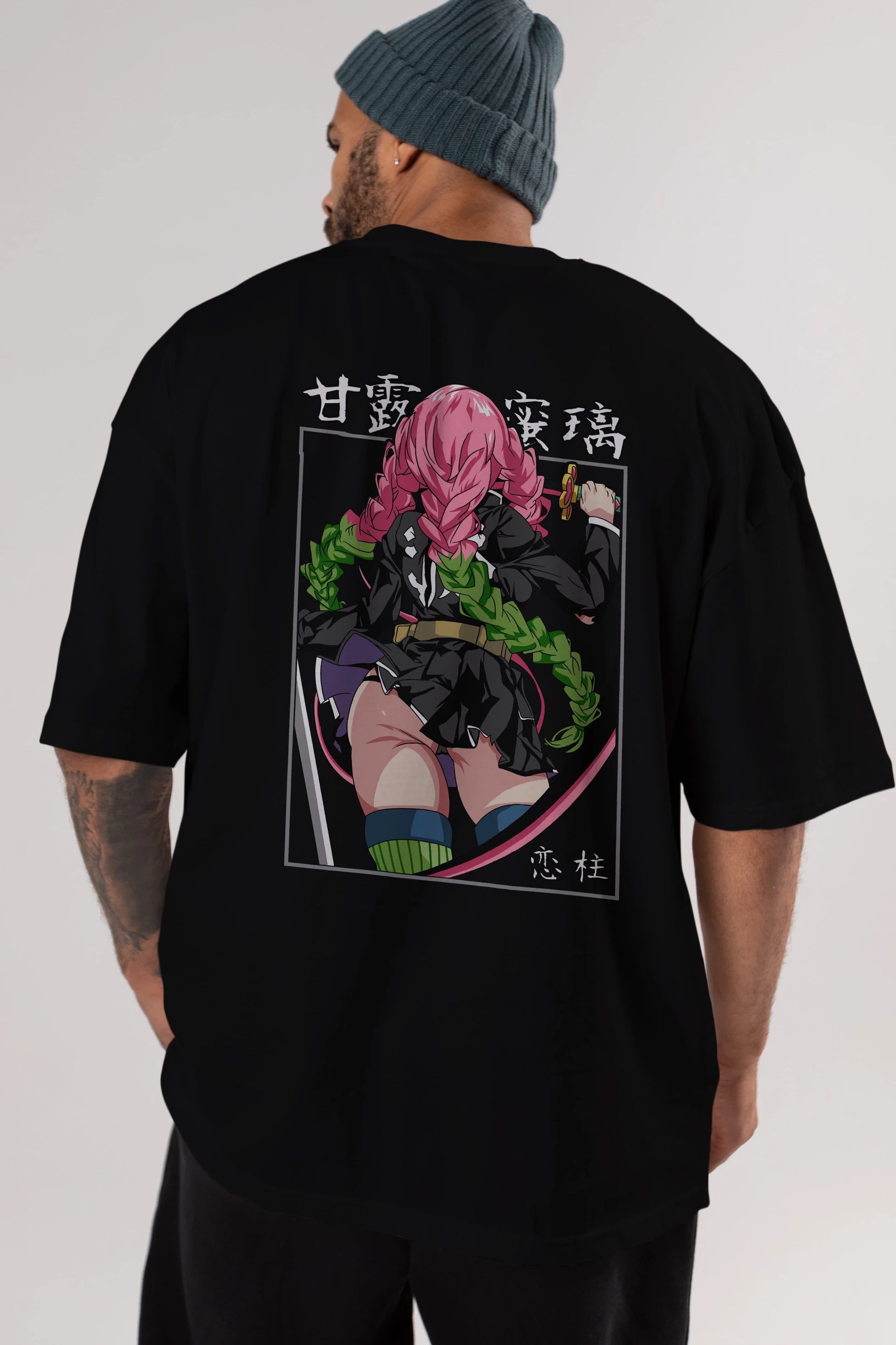 Mitsuri DEMONSLAYER Anime Arka Baskılı Oversize t-shirt Erkek Kadın Unisex