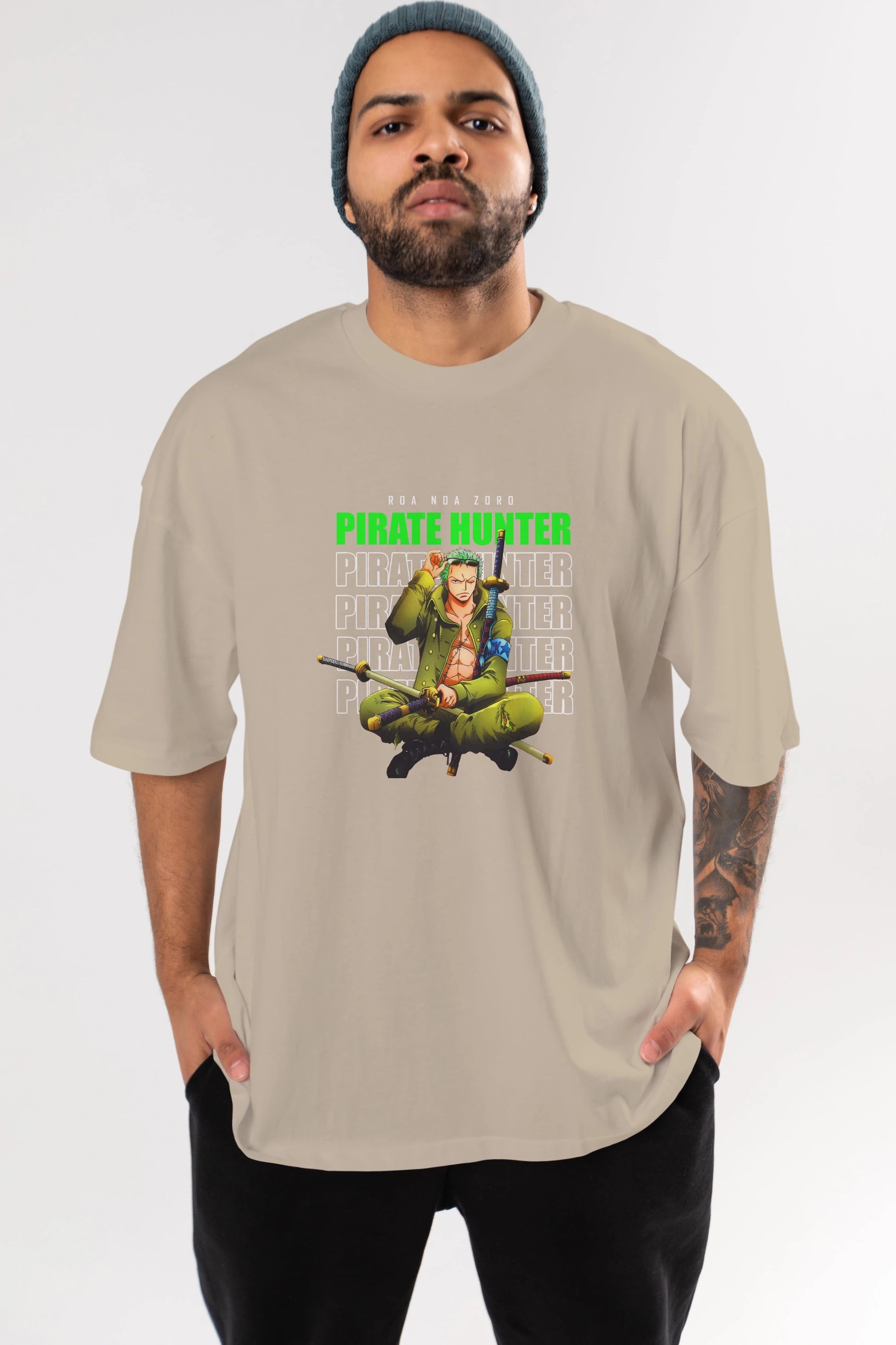 Roronoa Zoro 4 Anime Ön Baskılı Oversize t-shirt Erkek Kadın Unisex