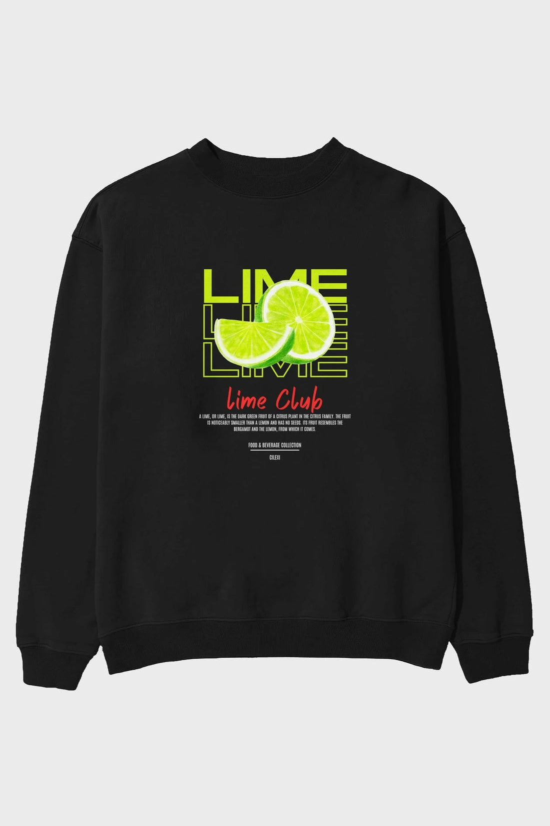 Lime ön Baskılı Oversize Sweatshirt Erkek Kadın Unisex