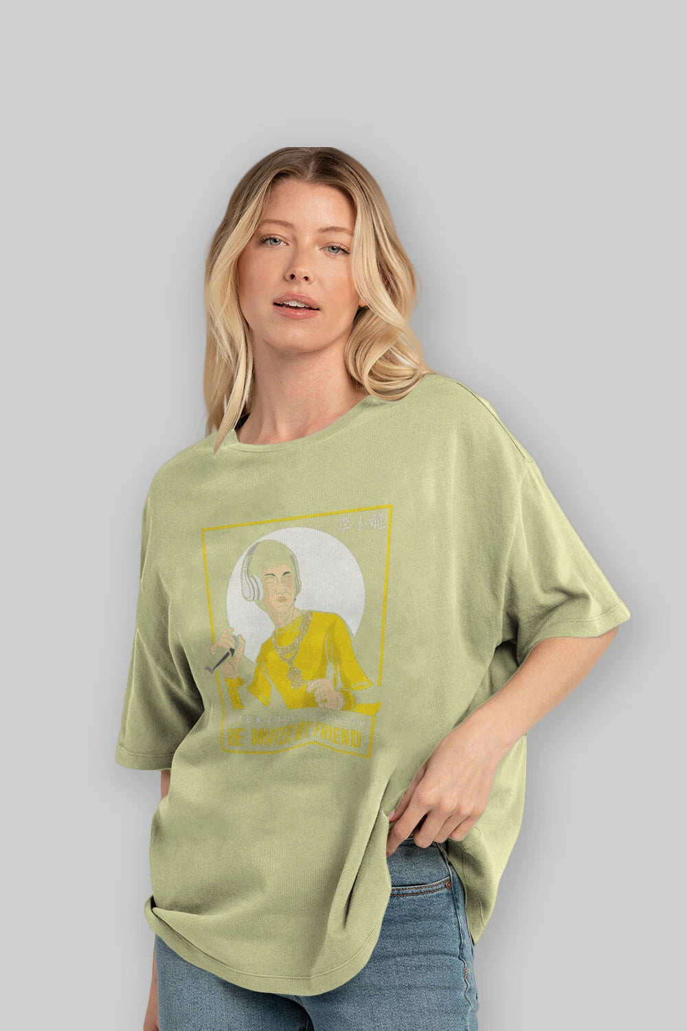 Bruce Lee Rapper Ön Baskılı Oversize t-shirt Erkek Kadın Unisex %100 Pamuk tişort