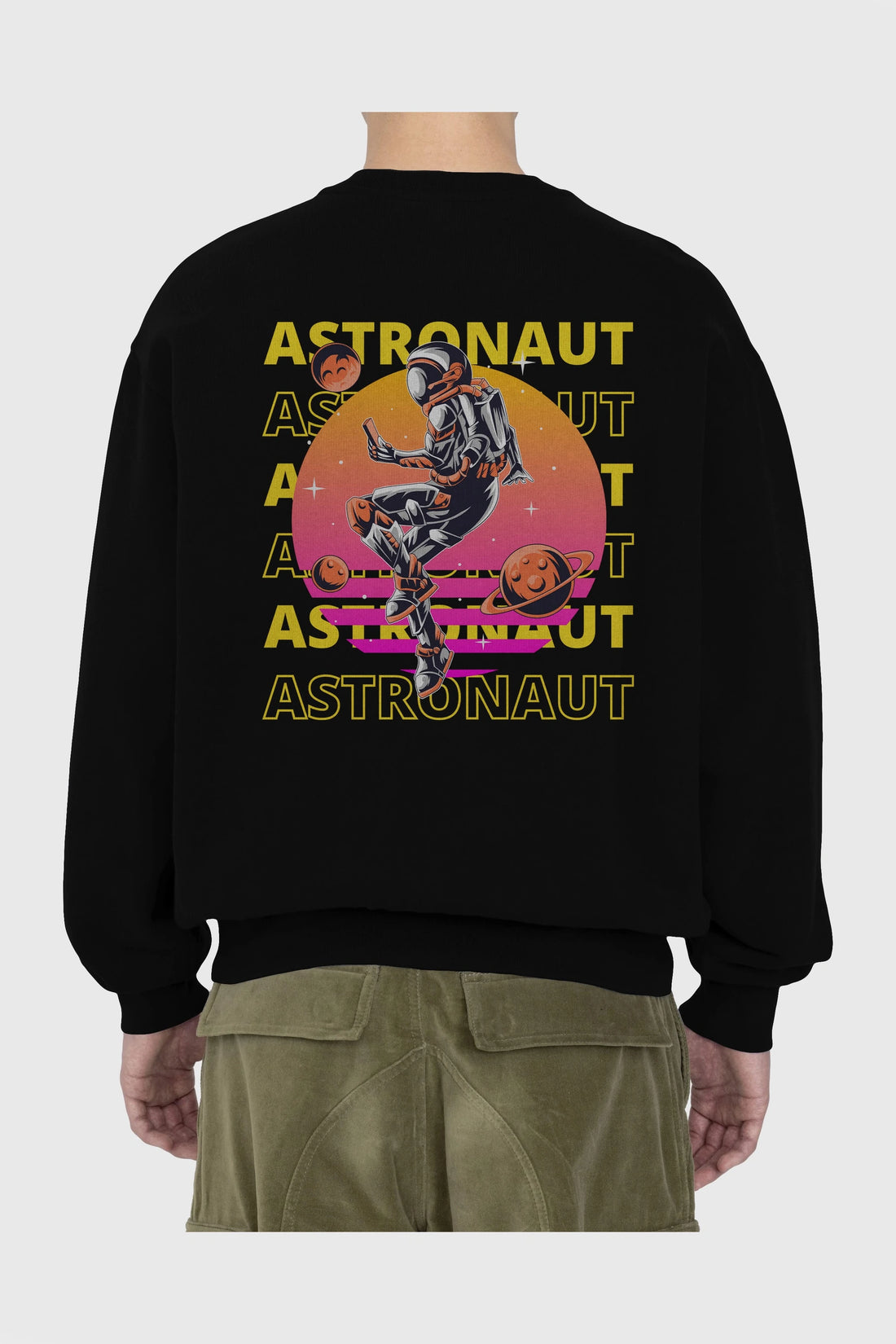 Astronaut Streetwear 2 Arka Baskılı Oversize Sweatshirt Erkek Kadın Unisex