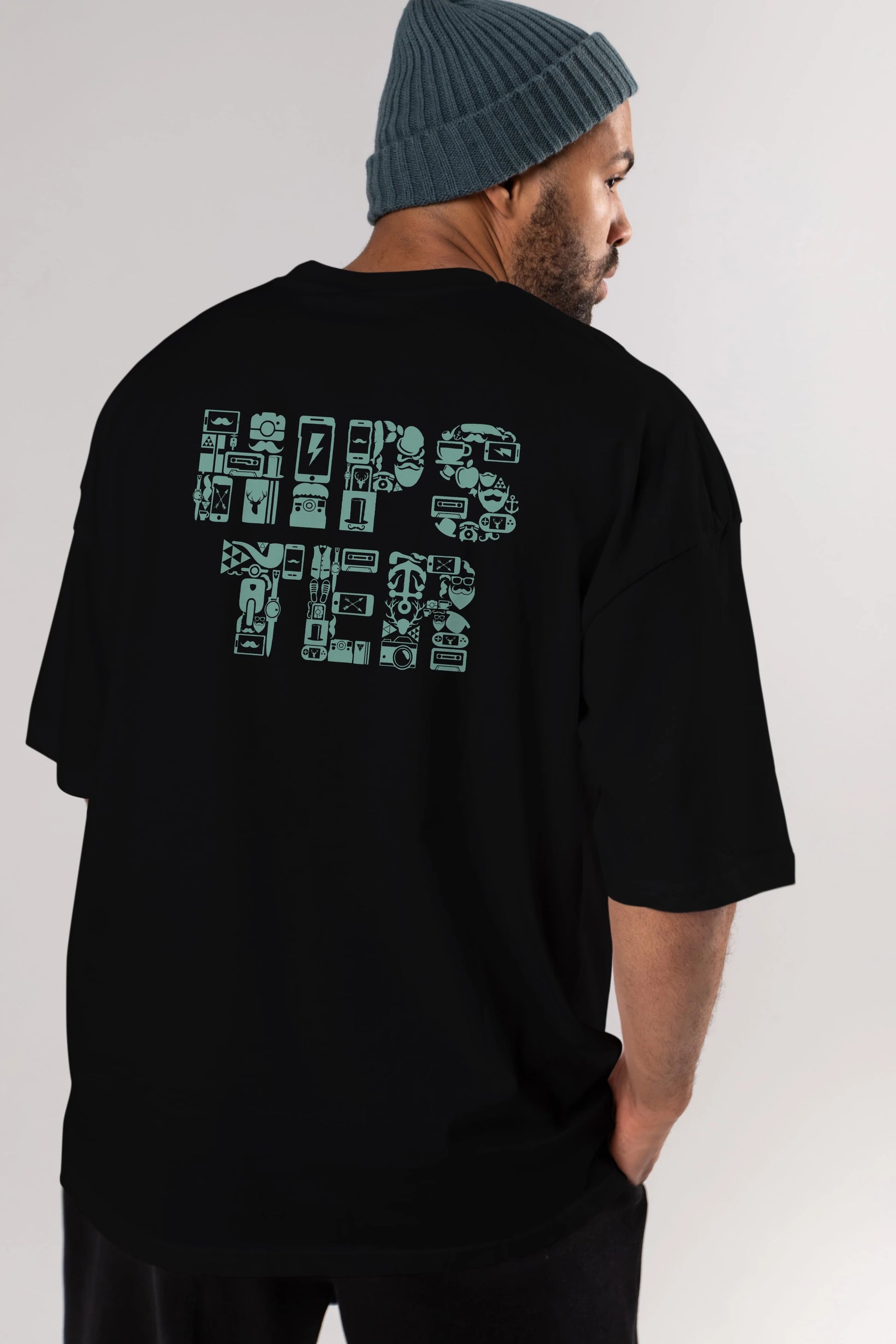 HIPSTER Arka Baskılı Oversize t-shirt %100 pamuk Erkek Kadın Unisex