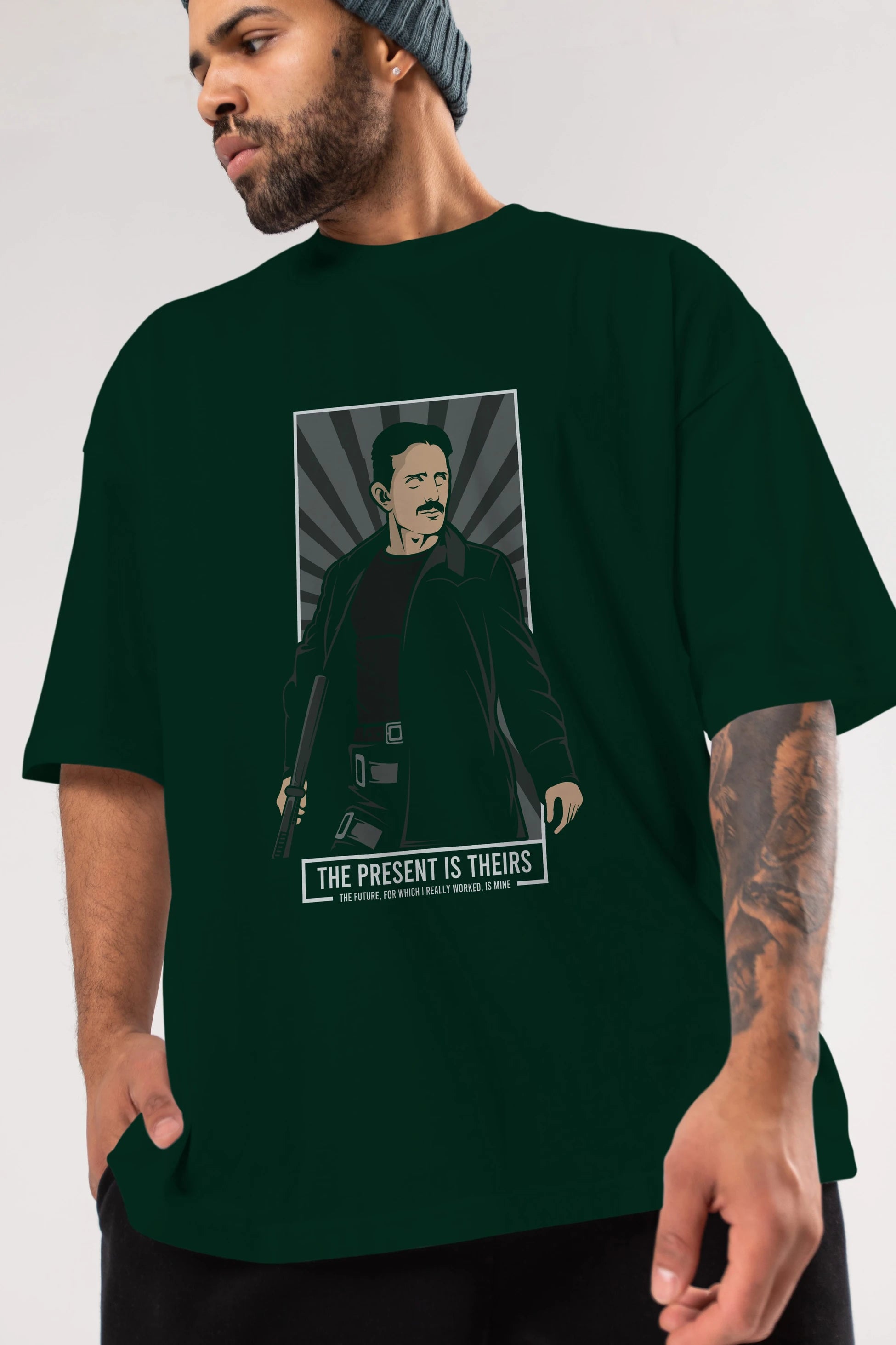 Tesla Matrix Ön Baskılı Oversize t-shirt Erkek Kadın Unisex %100 Pamuk tişort