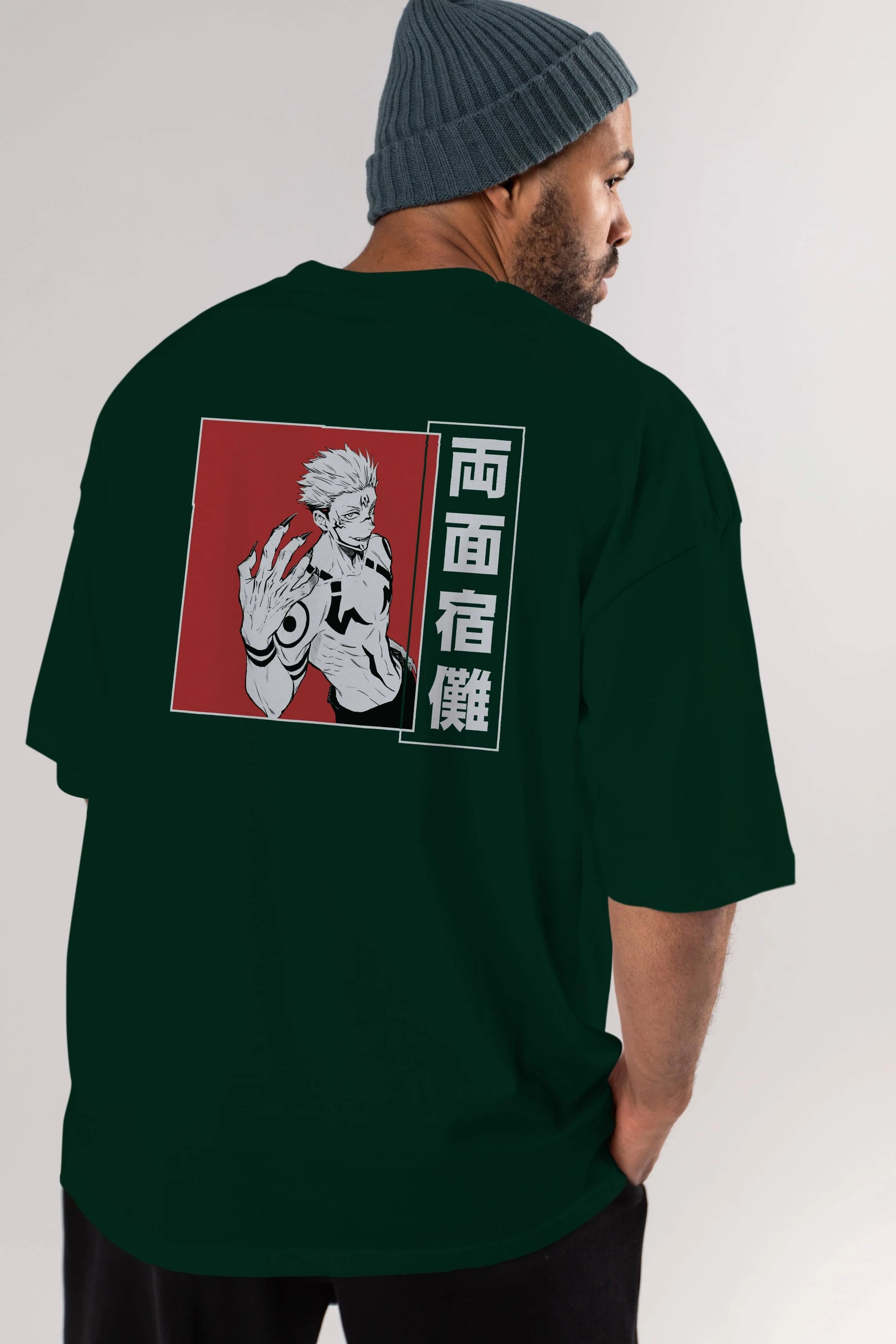 Sukuna Ryoumen 2 Anime Arka Baskılı Oversize t-shirt Erkek Kadın Unisex