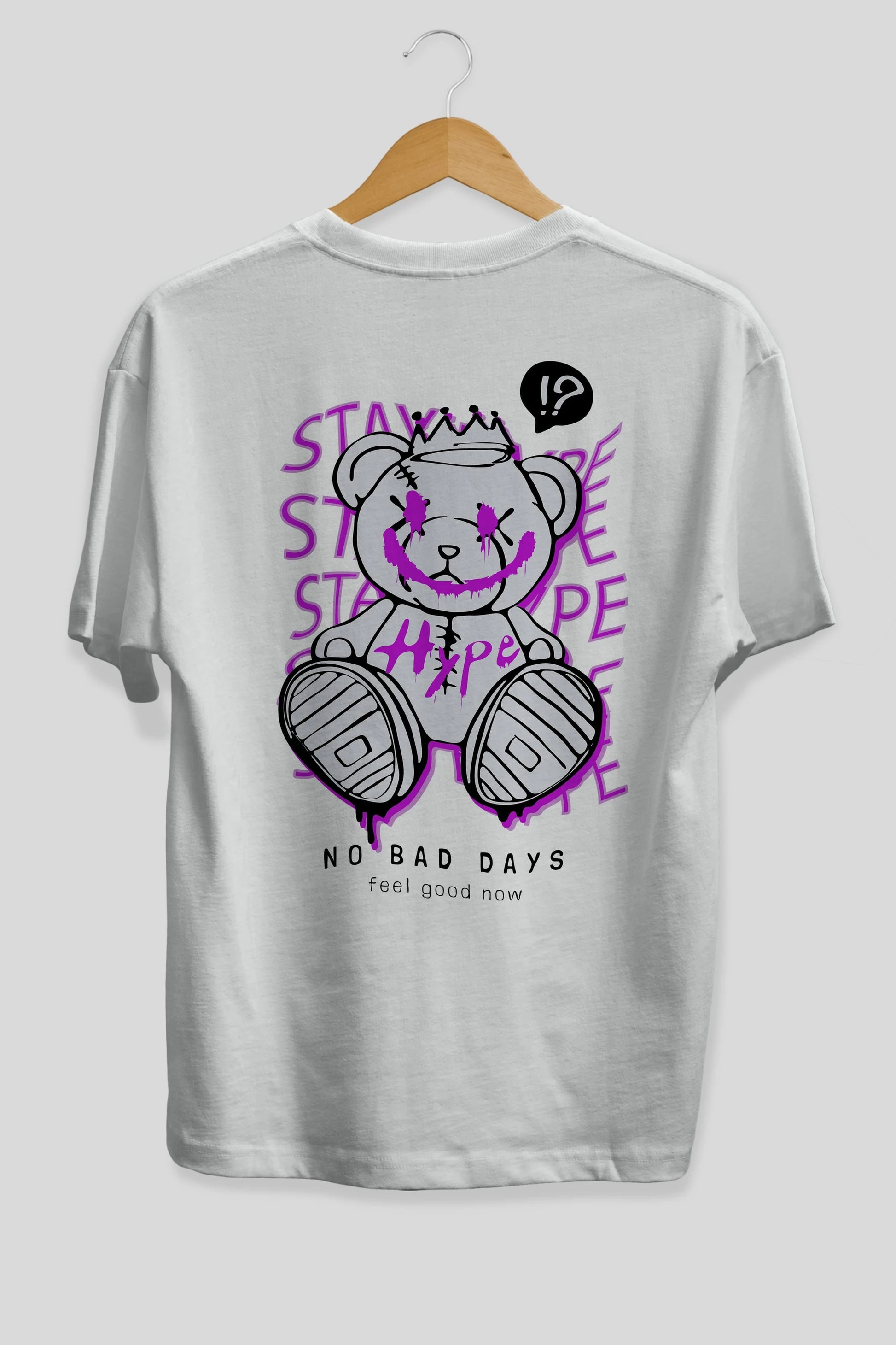 Stay Hype Bear Arka Baskılı Oversize t-shirt Erkek Kadın Unisex