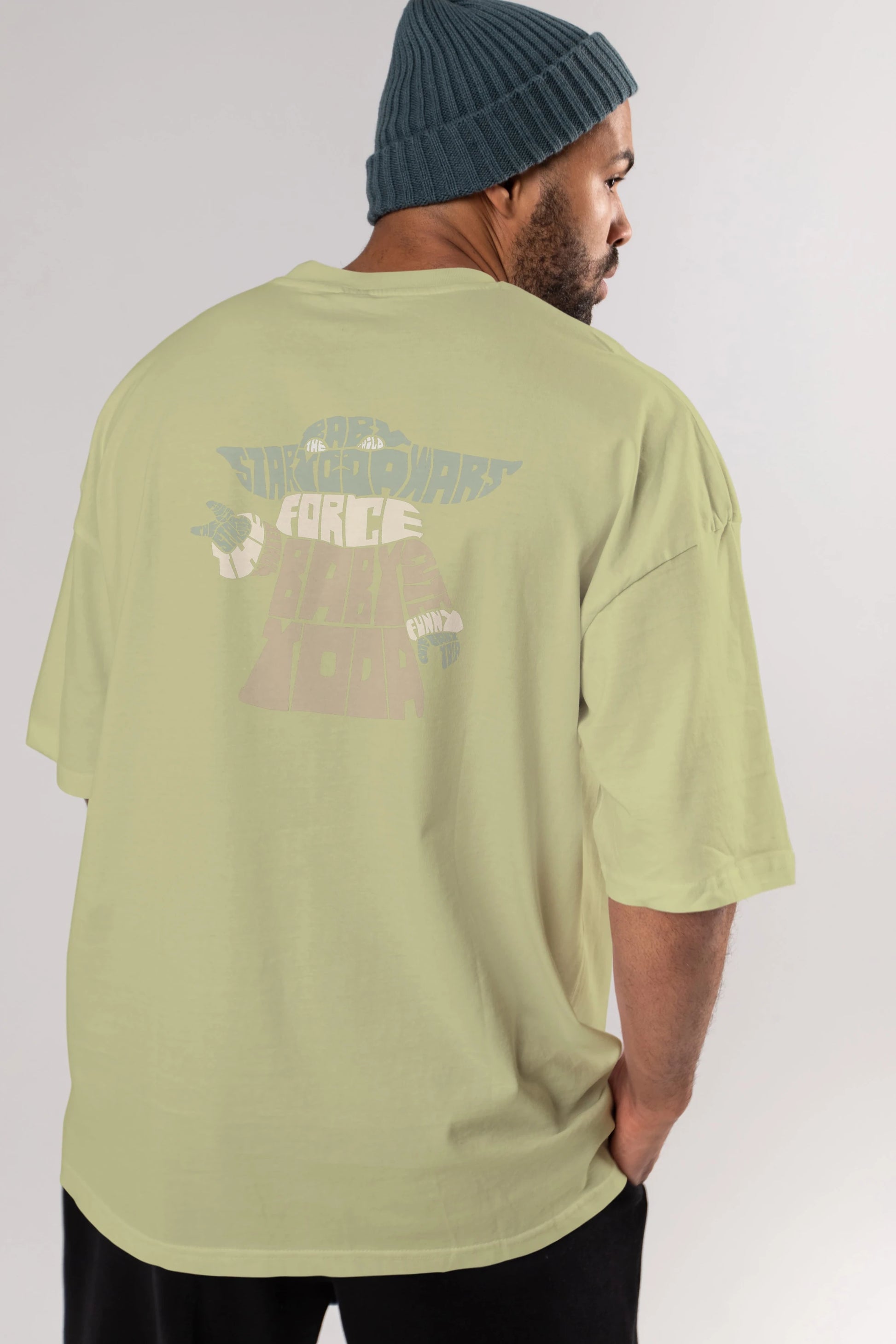 Baby Yoda Arka Baskılı Oversize t-shirt %100 pamuk Erkek Kadın Unisex