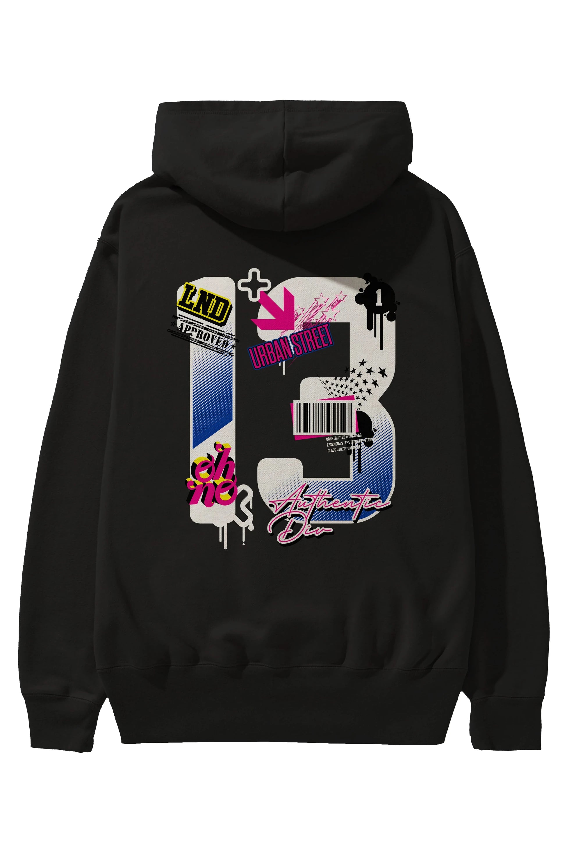 Urban Street 13 Arka Baskılı Hoodie Oversize Kapüşonlu Sweatshirt Erkek Kadın Unisex