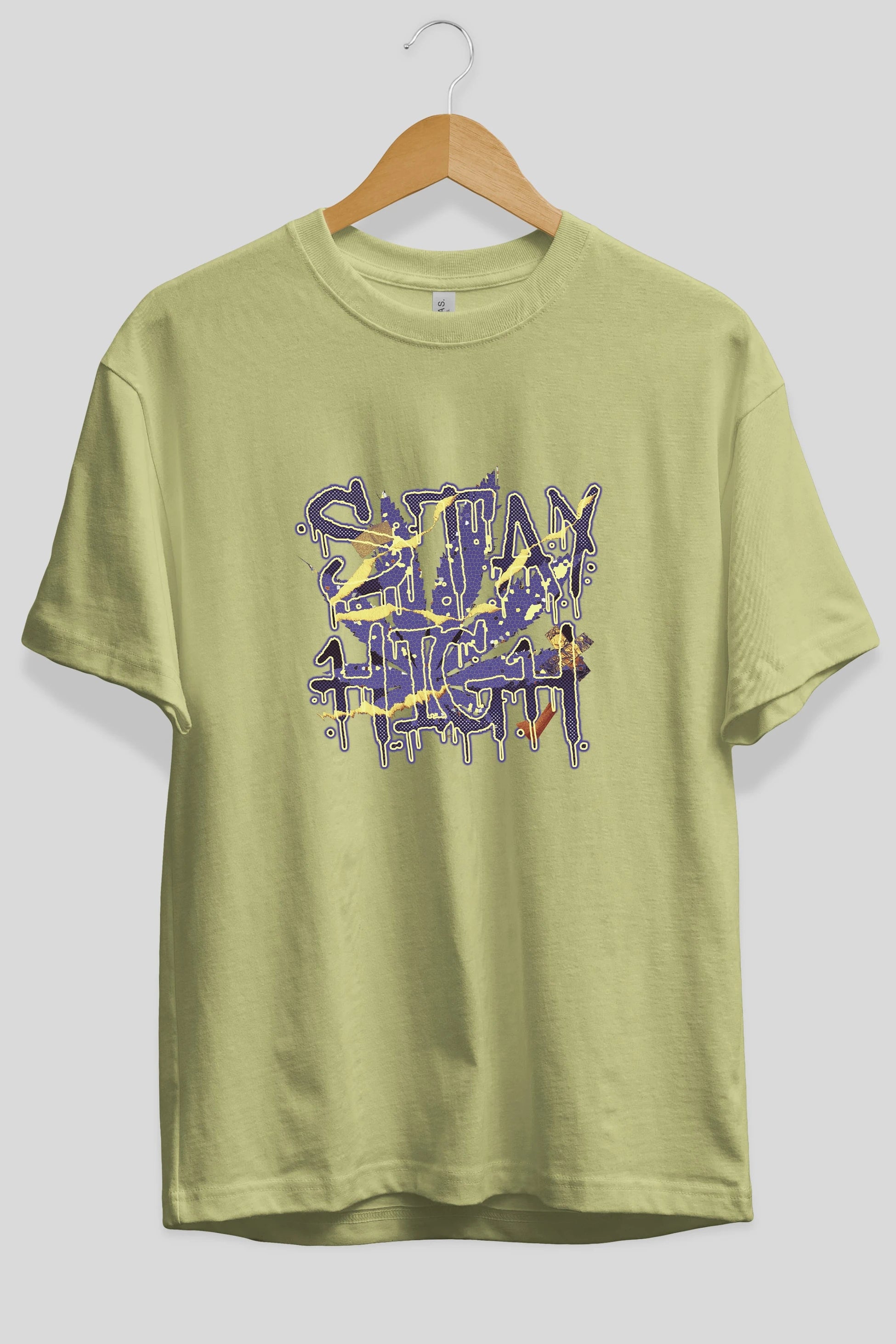Stay High Ön Baskılı Oversize t-shirt Erkek Kadın Unisex