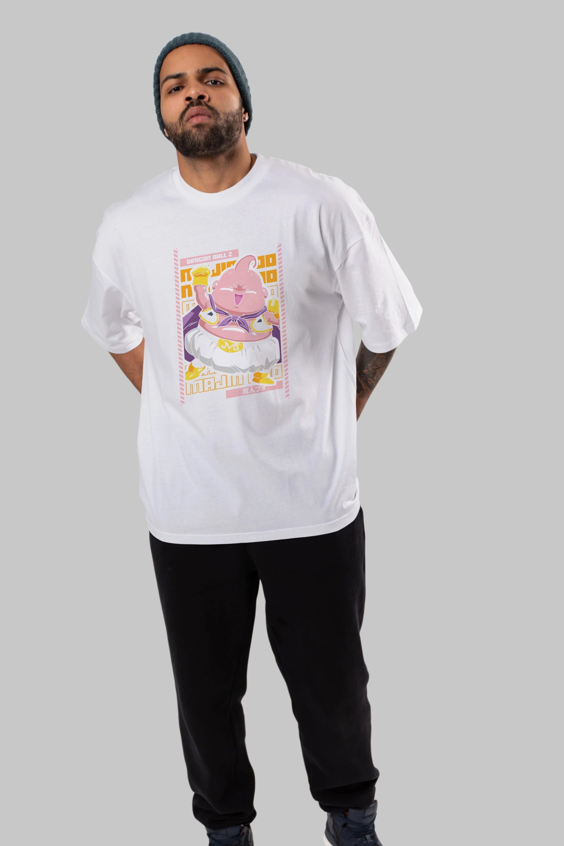 MAJIN BOO1 Anime Ön Baskılı Oversize t-shirt %100 pamuk Erkek Kadın Unisex