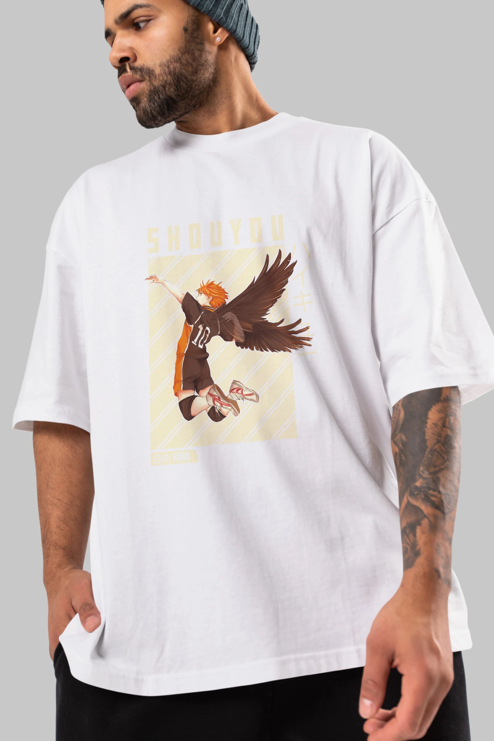 Shouyou Hinata 3 Anime Ön Baskılı Oversize t-shirt %100 pamuk Erkek Kadın Unisex
