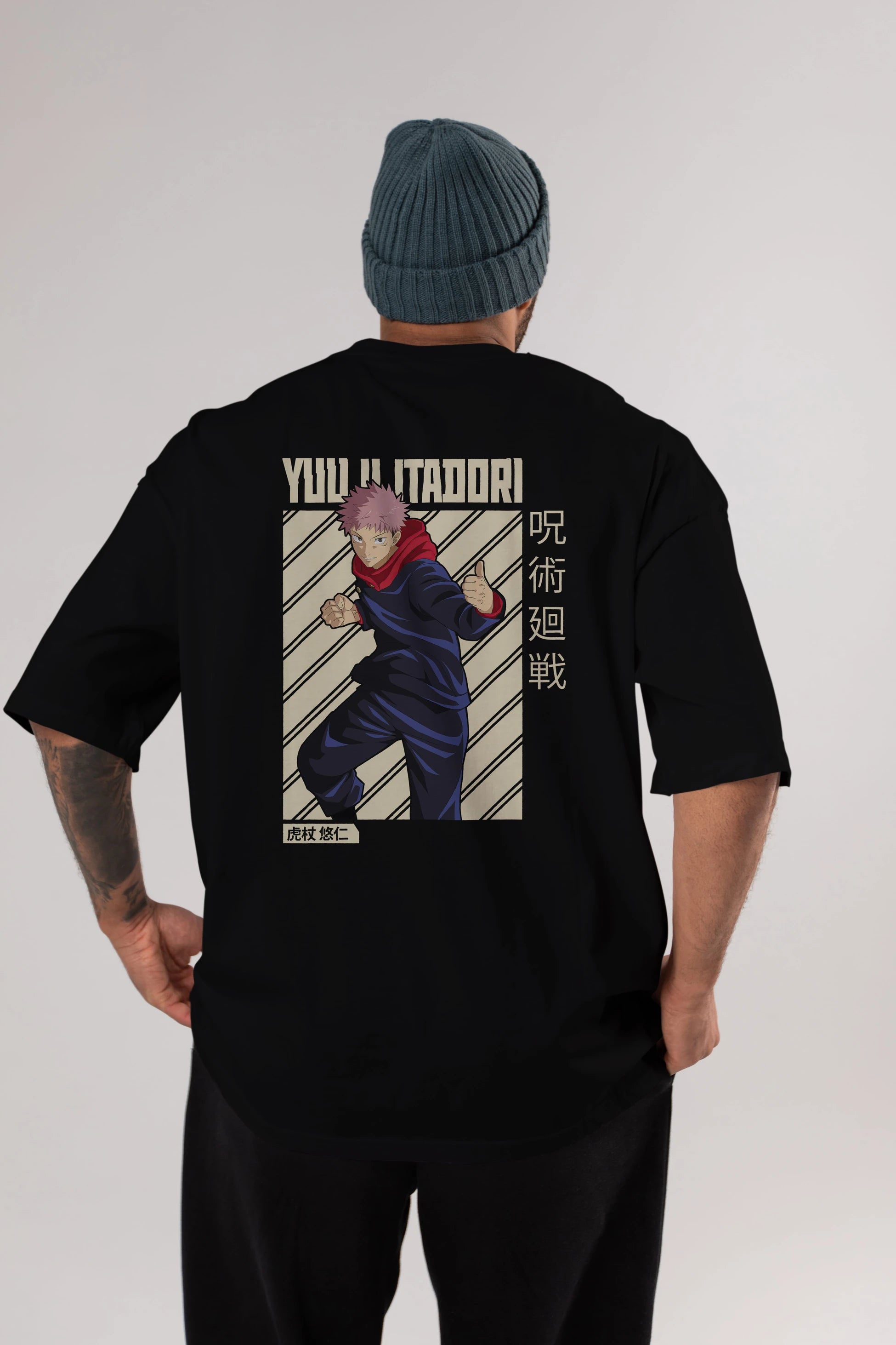 Yuuji Itadori 1 Anime Arka Baskılı Oversize t-shirt Erkek Kadın Unisex