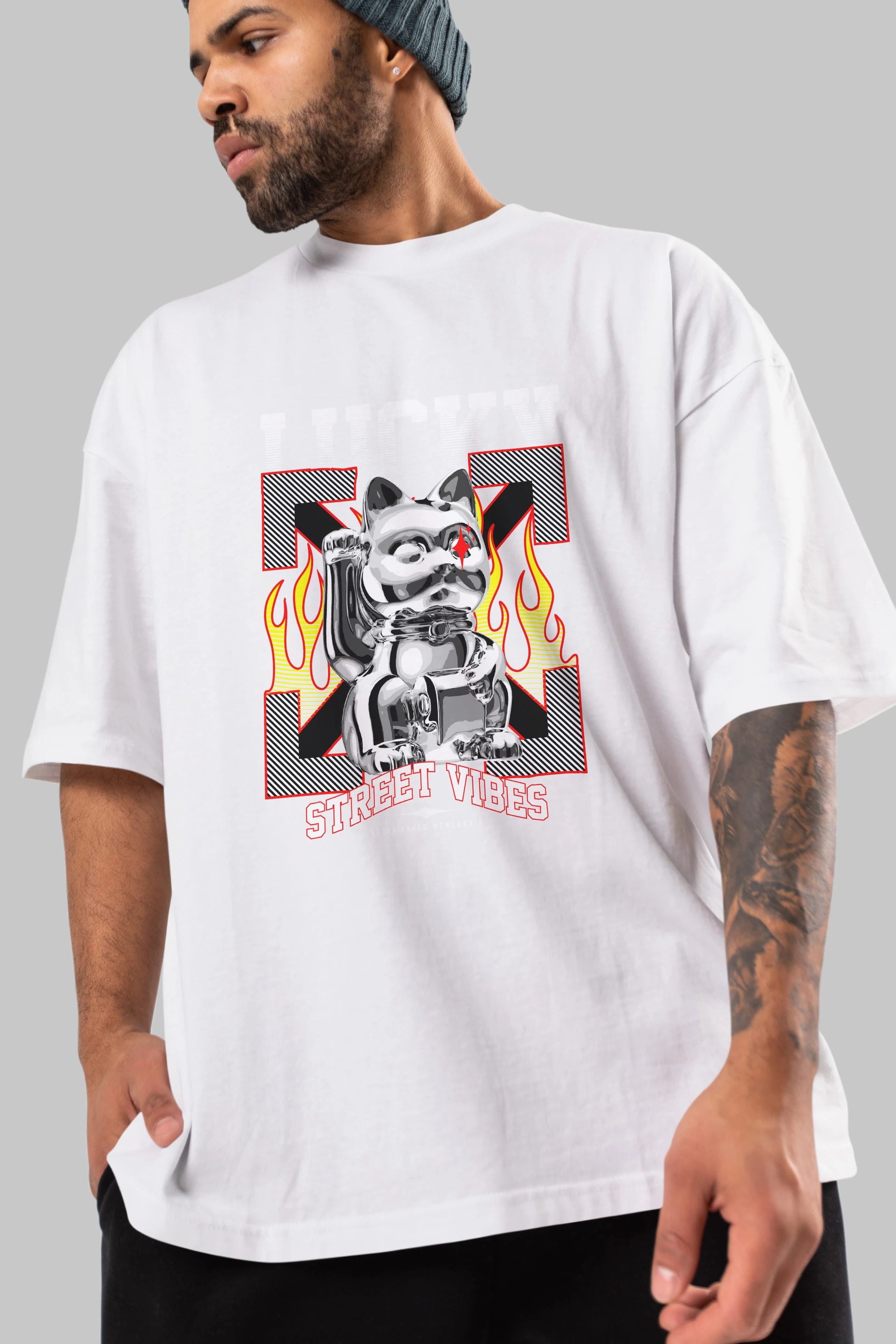 Lucky Street Vibes Ön Baskılı Oversize t-shirt Erkek Kadın Unisex