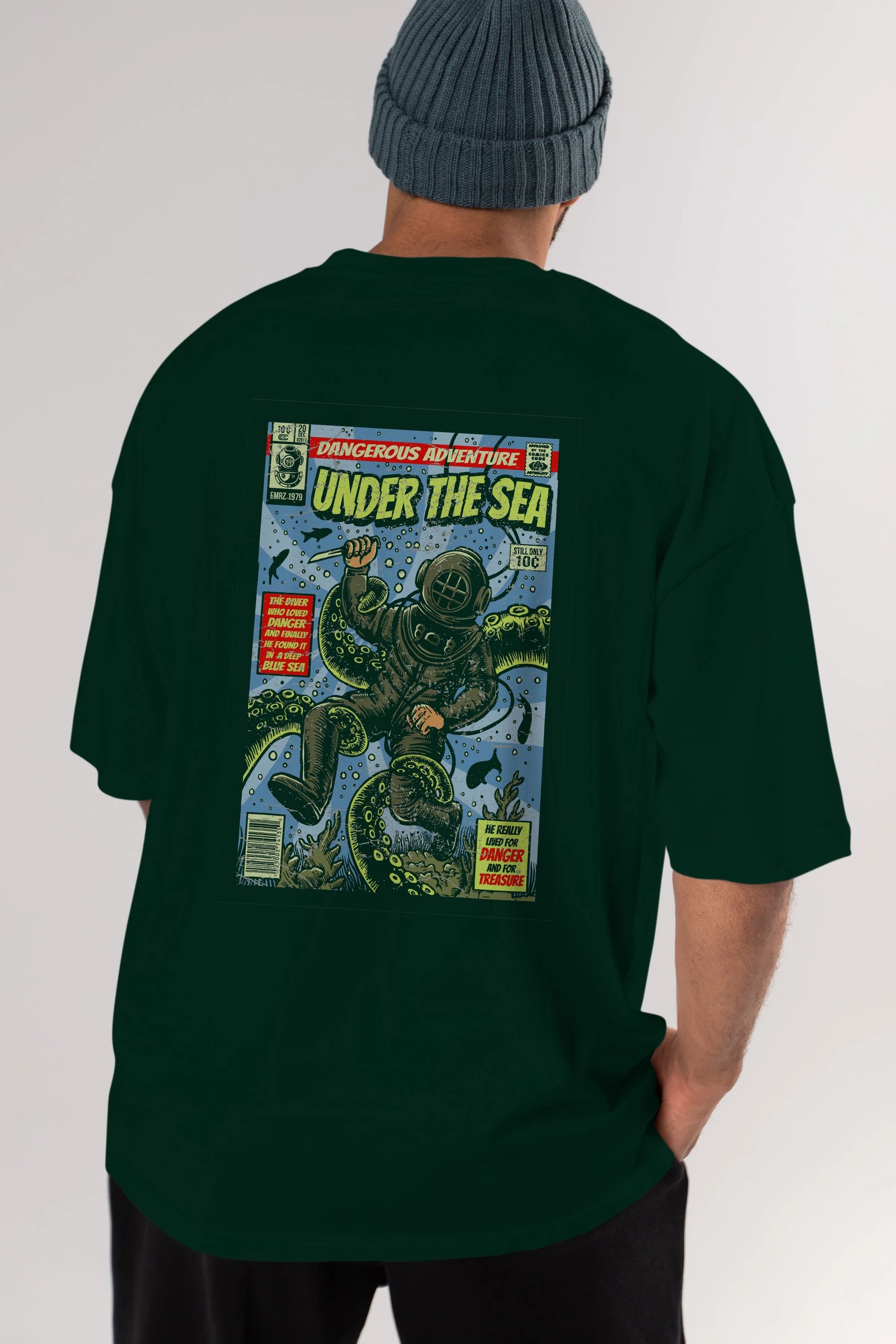 Under The Sea Arka Baskılı Oversize t-shirt Erkek Kadın Unisex %100 Pamuk