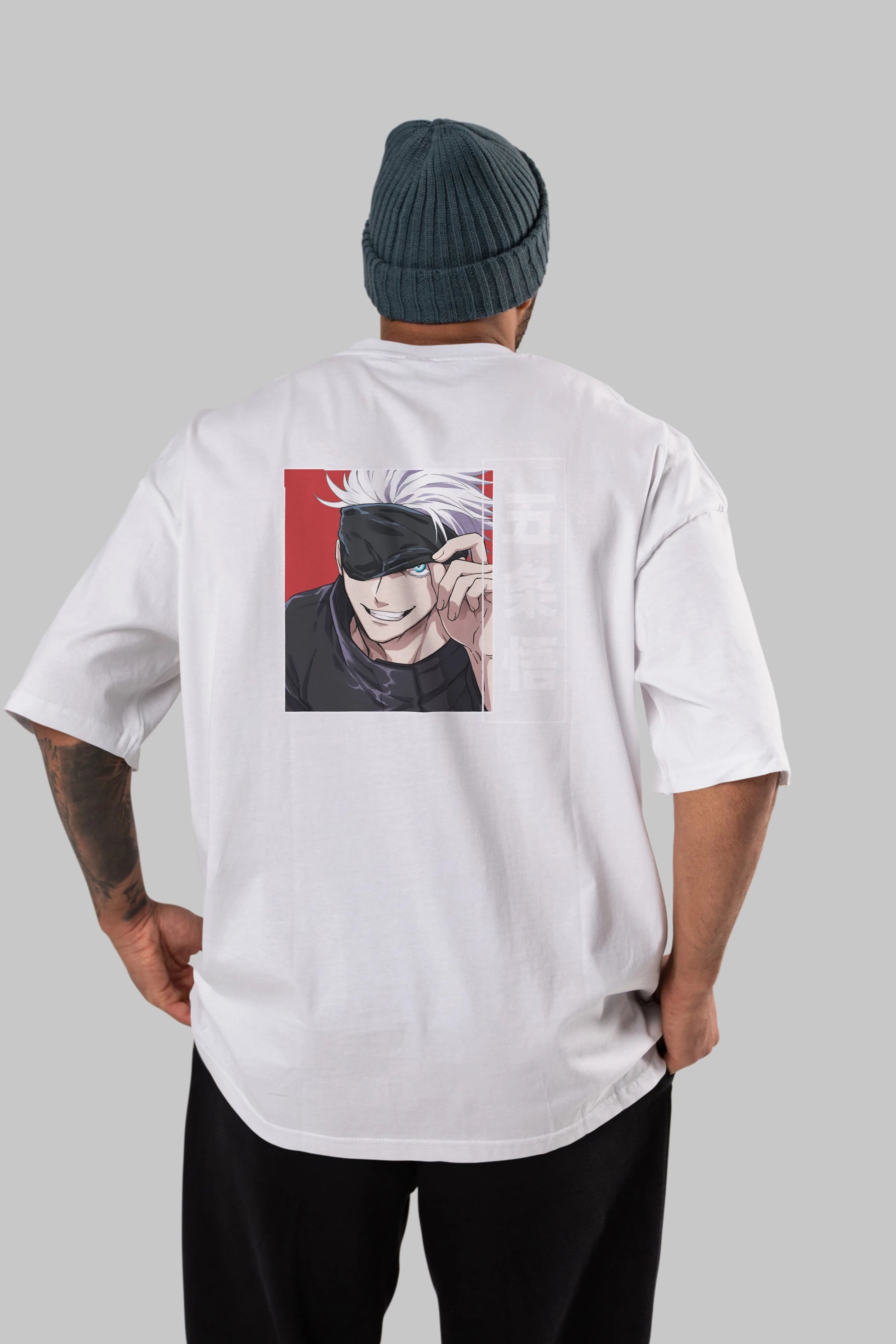 JUJUTSU KAISEN Anime Arka Baskılı Oversize t-shirt Erkek Kadın Unisex
