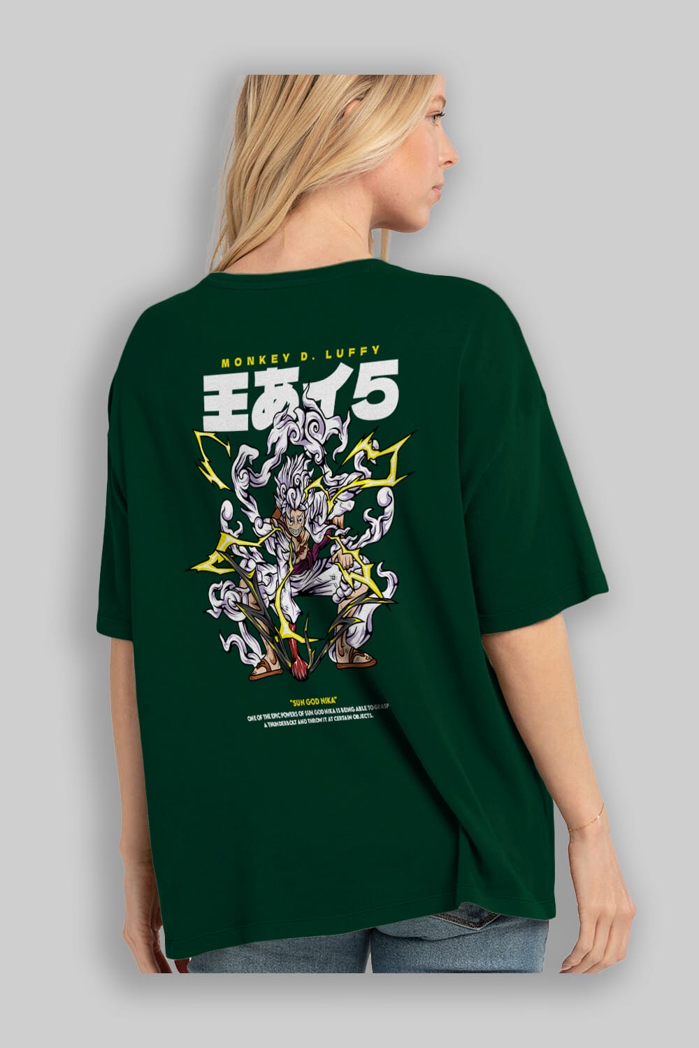 Monkey D. Luffy GEAR5 1 Anime Arka Baskılı Oversize t-shirt Erkek Kadın Unisex