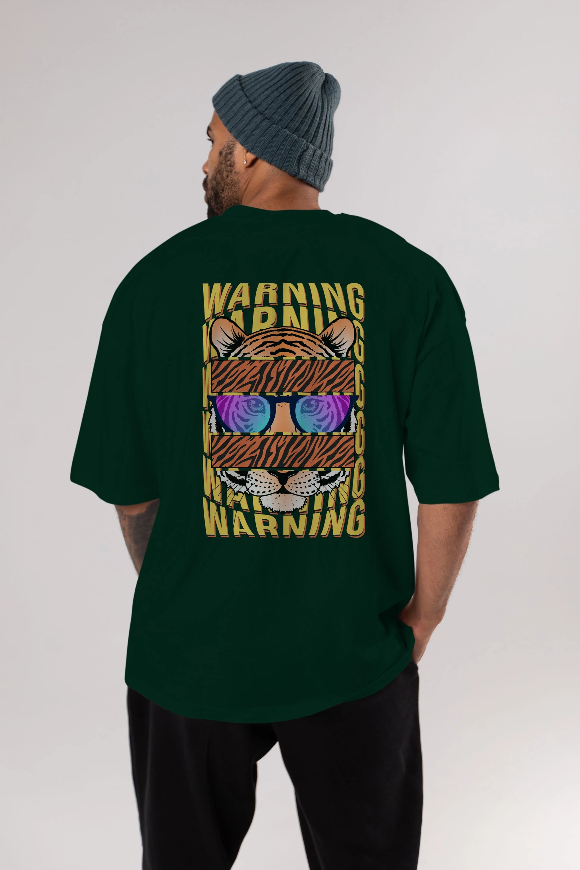 Warning Yazılı Arka Baskılı Oversize t-shirt Erkek Kadın Unisex