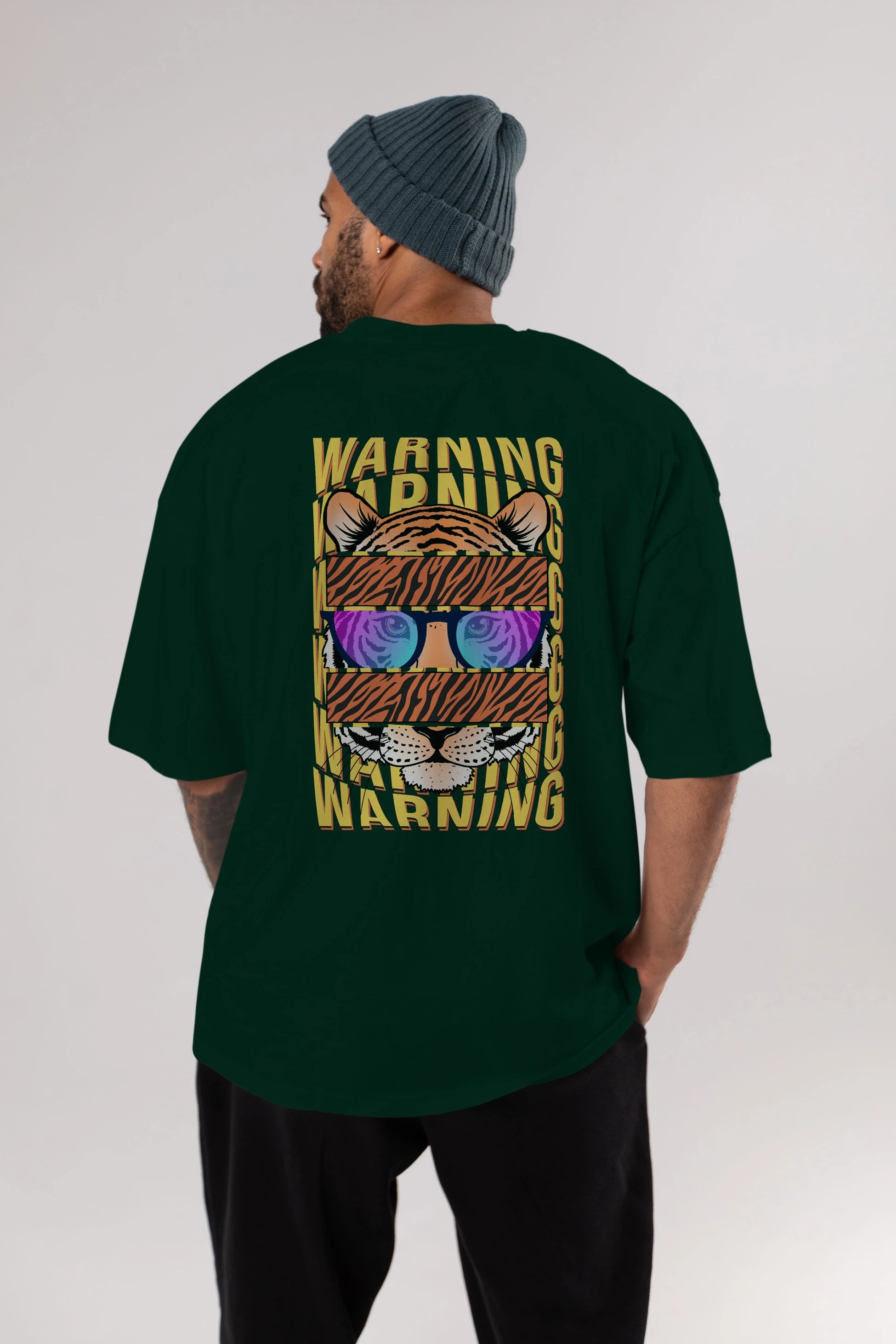 Warning Yazılı Arka Baskılı Oversize t-shirt Erkek Kadın Unisex