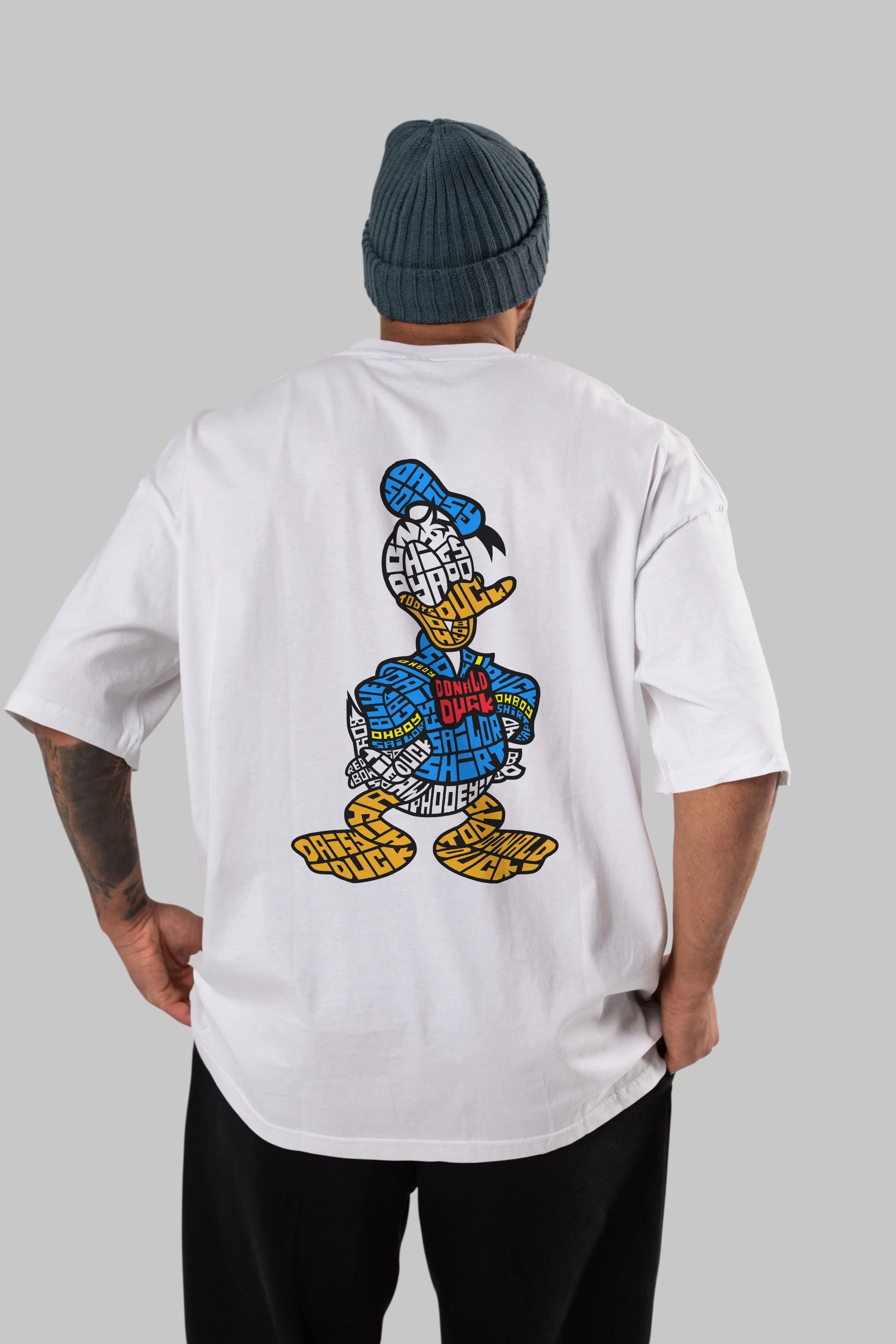 Donald Arka Baskılı Oversize t-shirt %100 pamuk Erkek Kadın Unisex