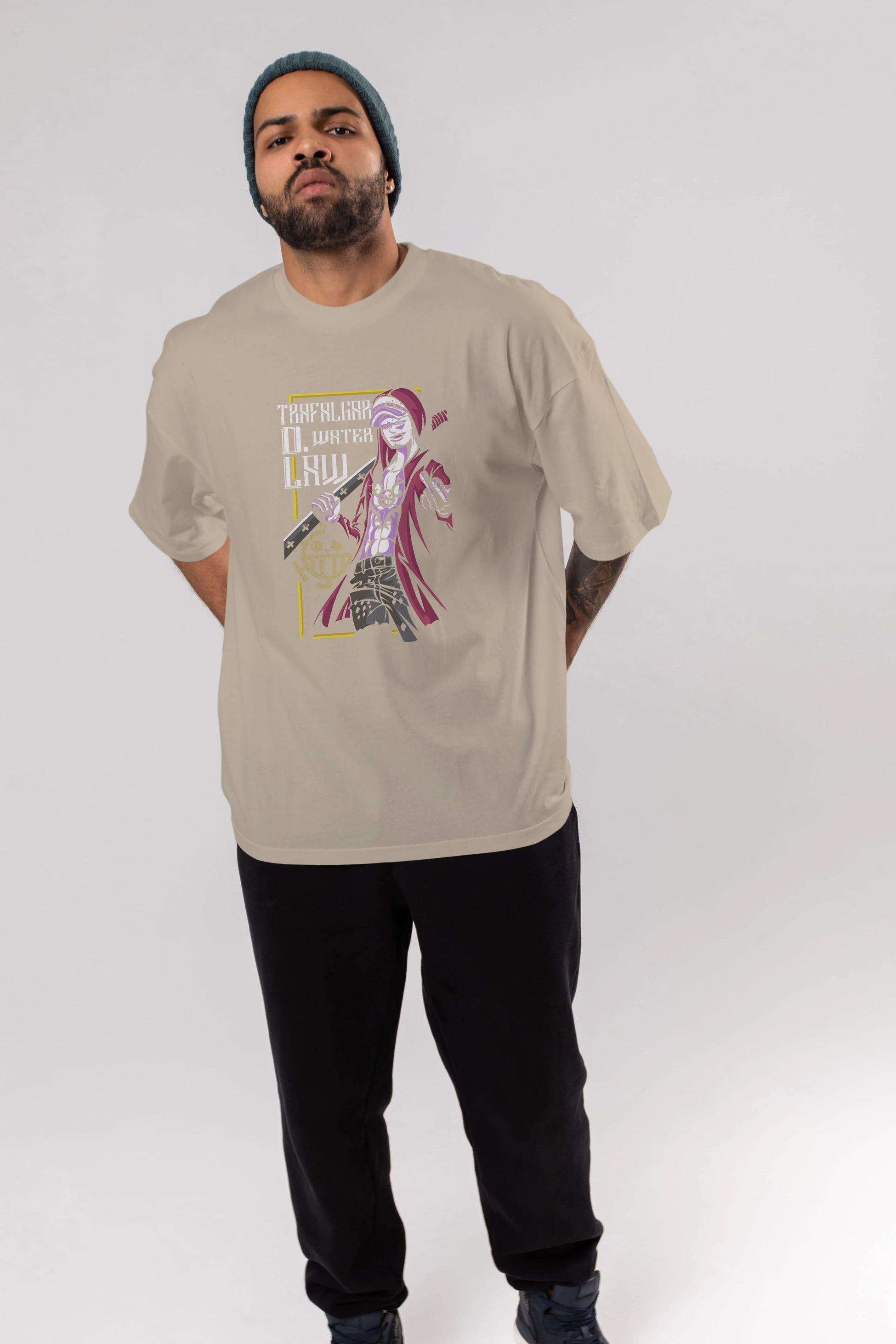 Trafalgar D. Water Law Anime Ön Baskılı Oversize t-shirt Erkek Kadın Unisex
