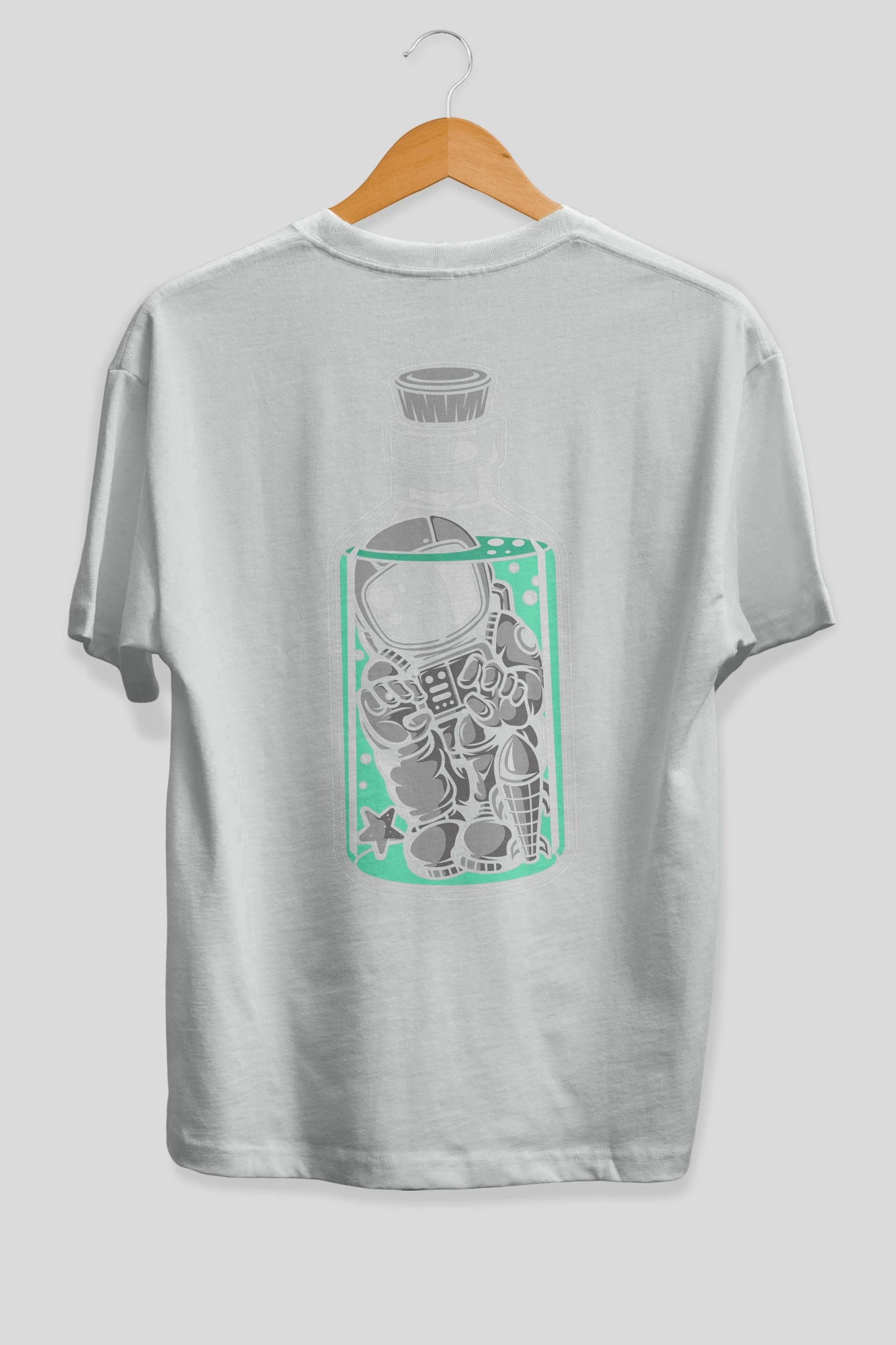 Astronaut in The Bottle Arka Baskılı Oversize t-shirt Erkek Kadın Unisex