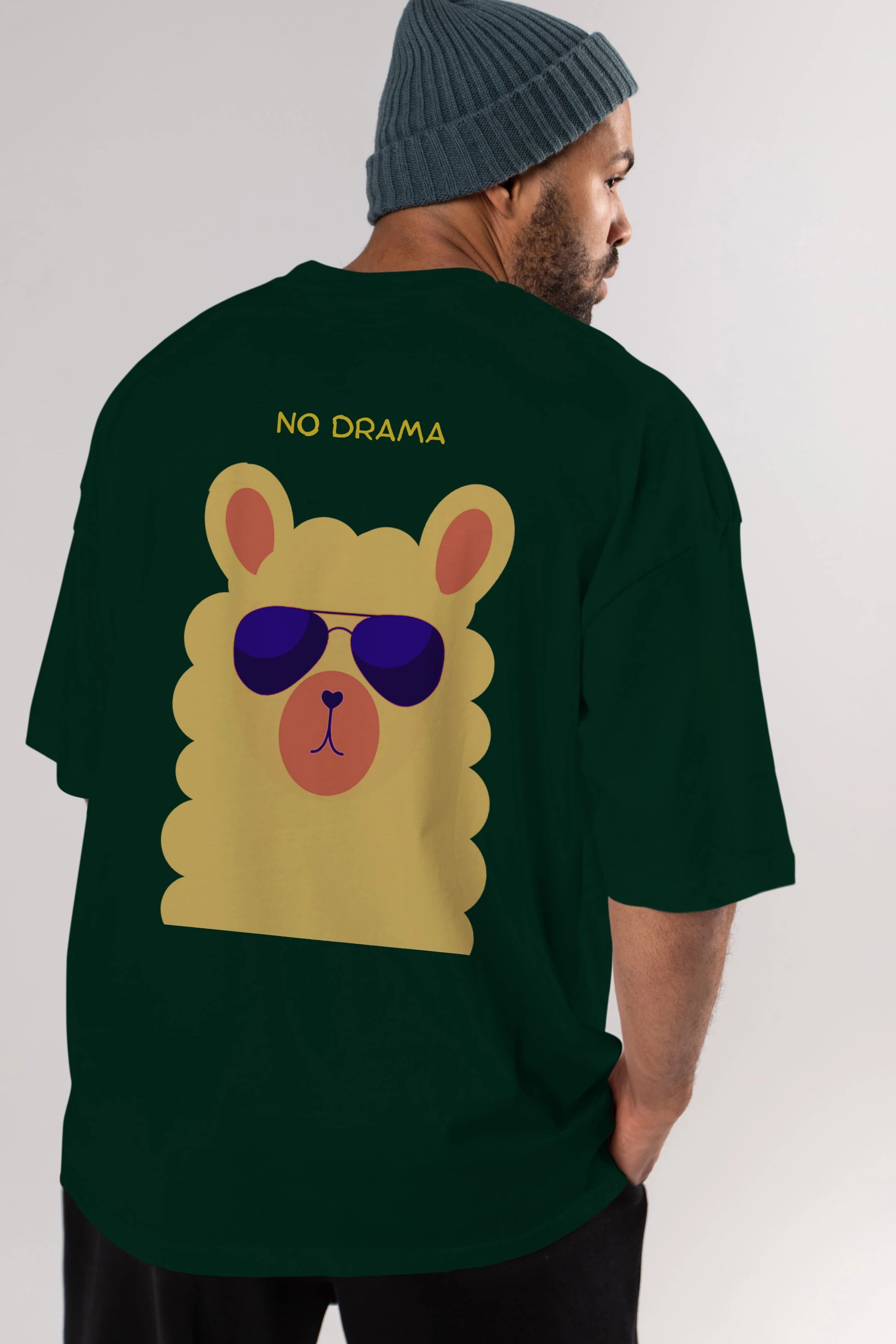 No Drama Yazılı Lama Arka Baskılı Oversize t-shirt Erkek Kadın Unisex