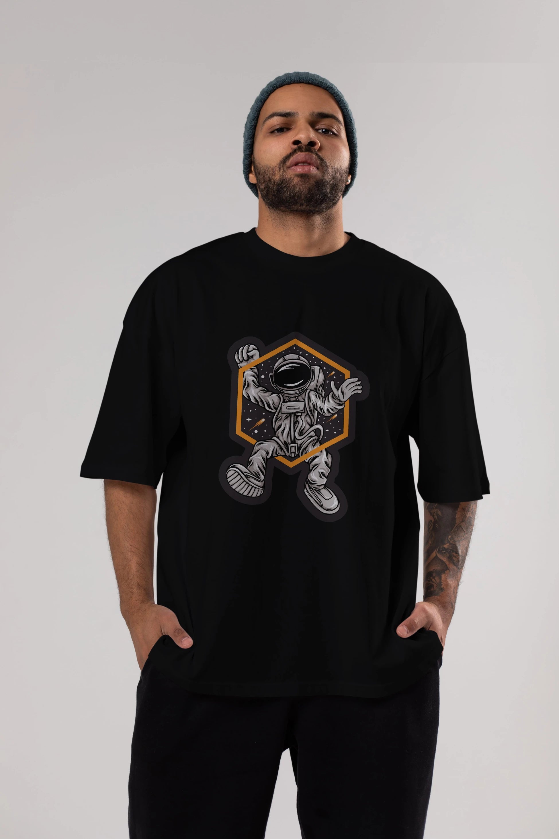 Astrofun Sticker Ön Baskılı Oversize t-shirt Erkek Kadın Unisex
