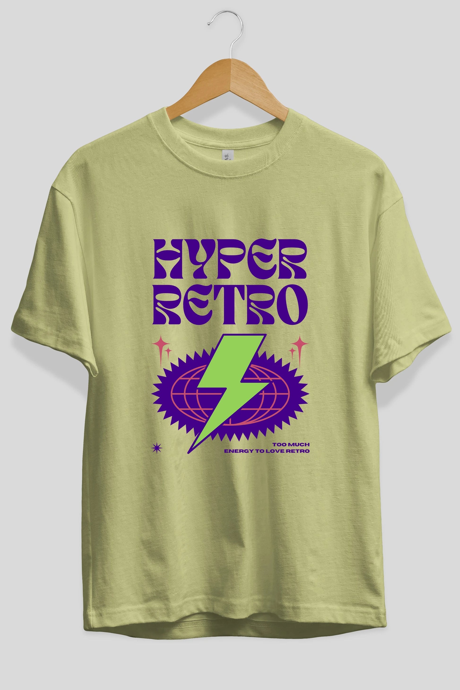Hyper Retro Yazılı Ön Baskılı Oversize t-shirt Erkek Kadın Unisex