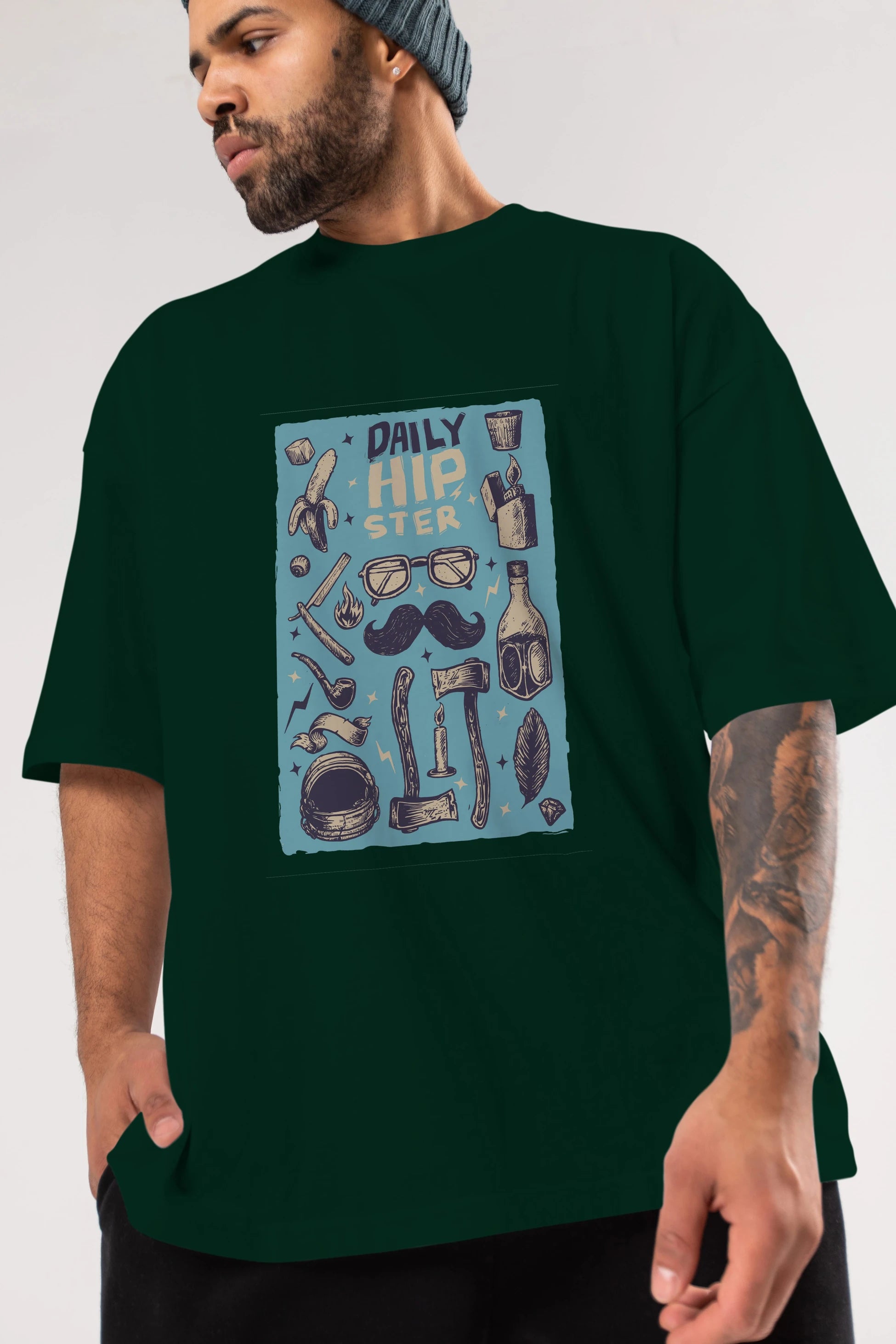 Hipster Ön Baskılı Oversize t-shirt Erkek Kadın Unisex %100 Pamuk tişort