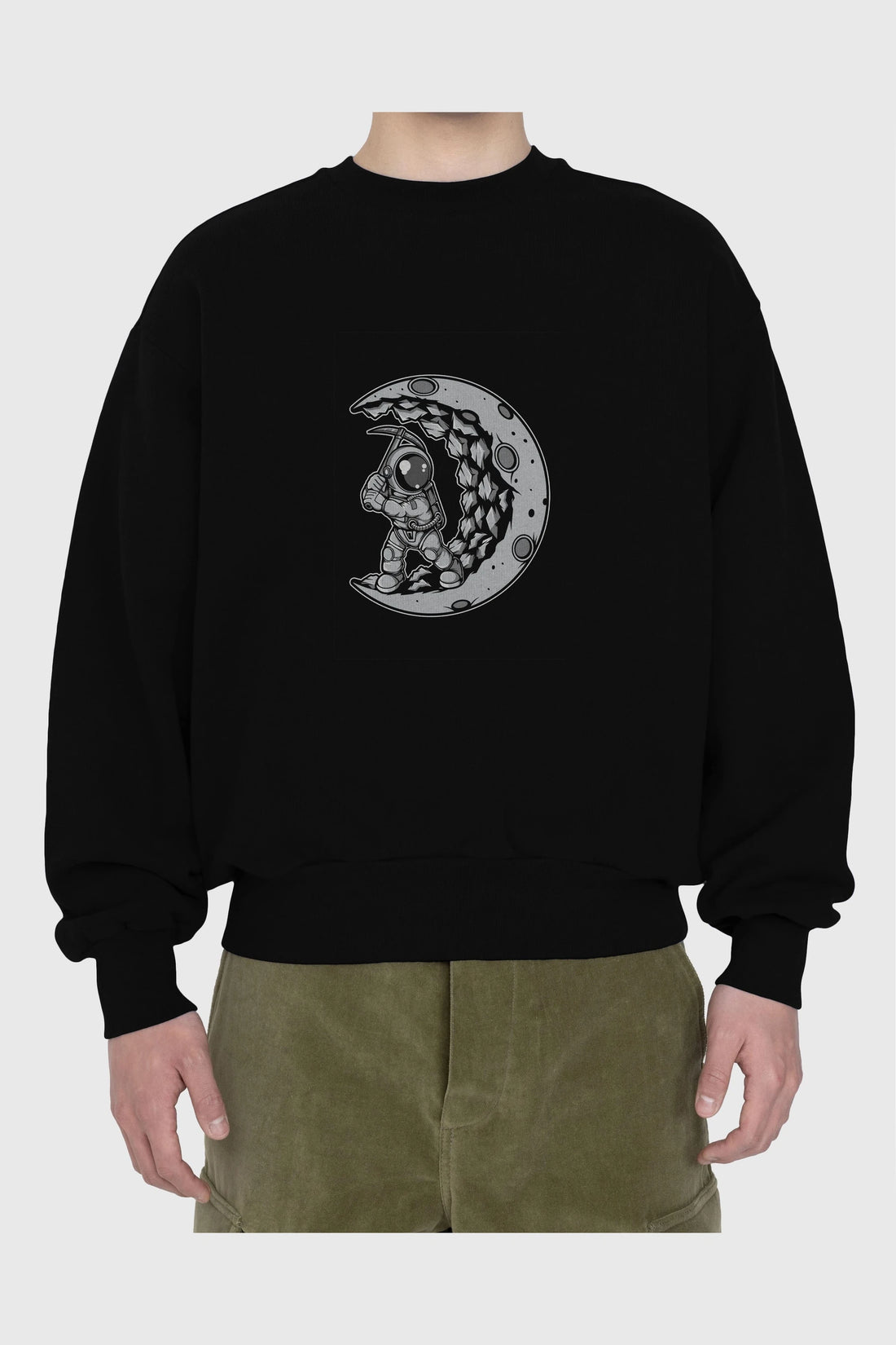 Astronaut Moon Digger Ön Baskılı Oversize Sweatshirt Erkek Kadın Unisex
