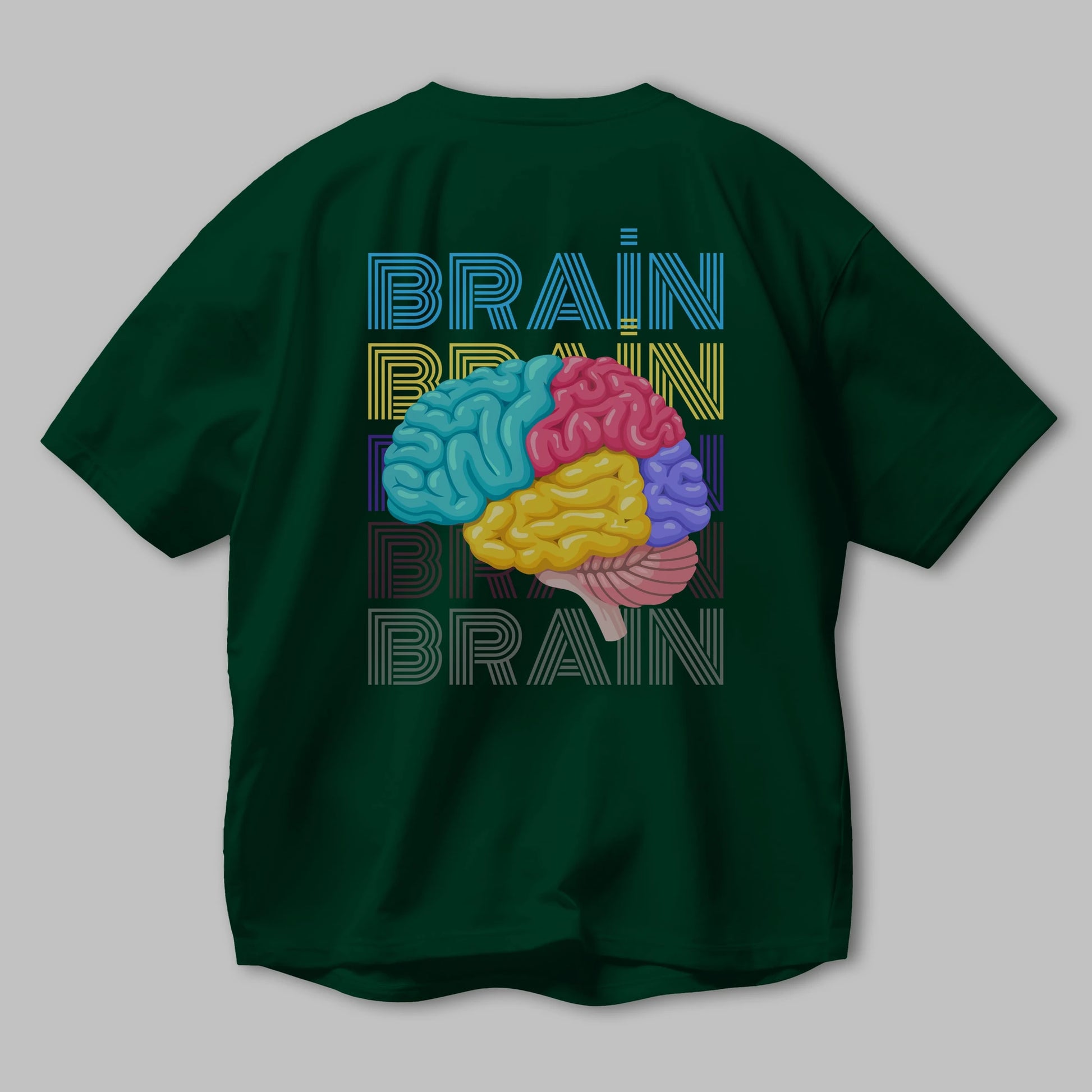 Brain Yazılı Arka Baskılı Oversize t-shirt Erkek Kadın Unisex
