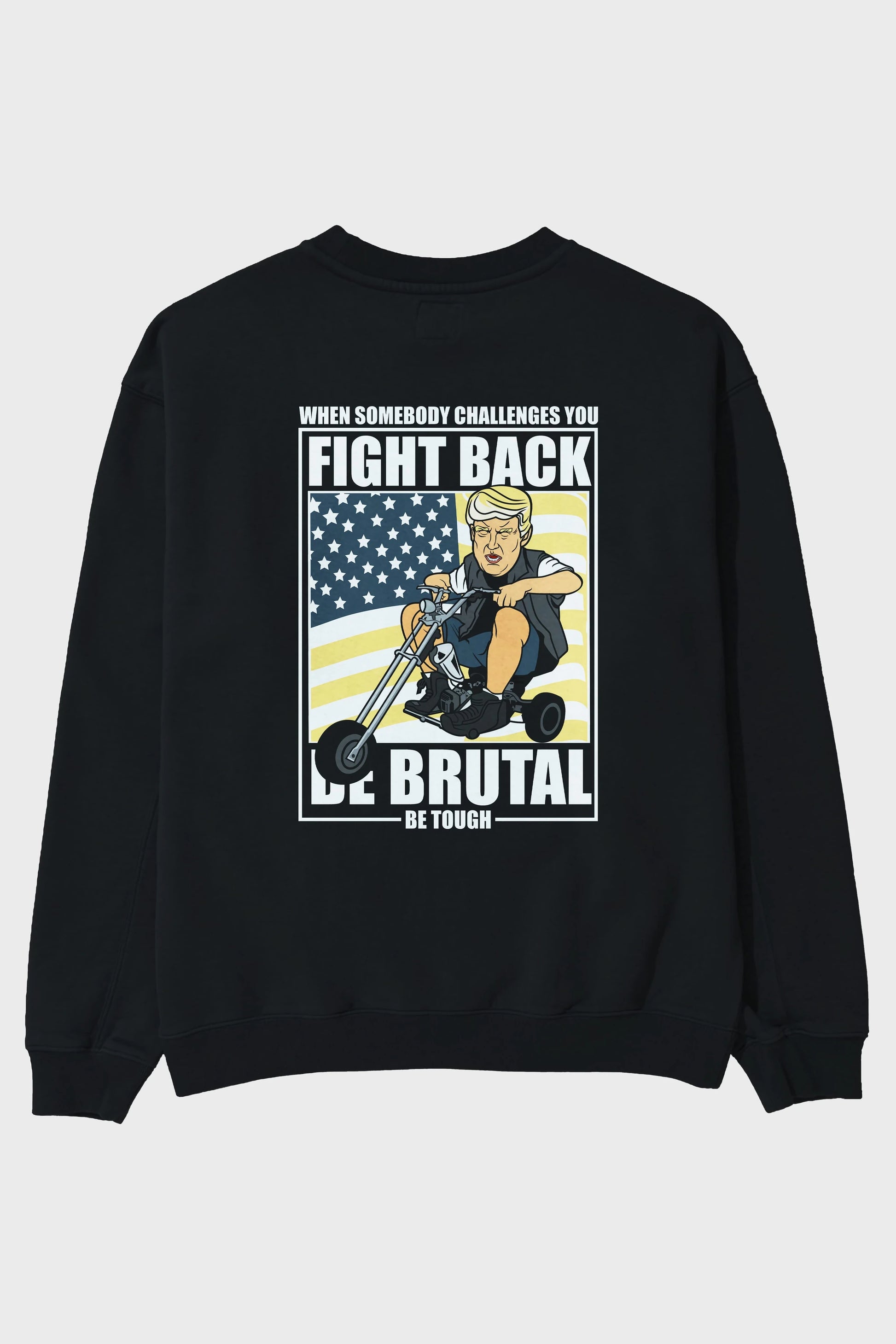 Trump Biker Arka Baskılı Oversize Sweatshirt Erkek Kadın Unisex