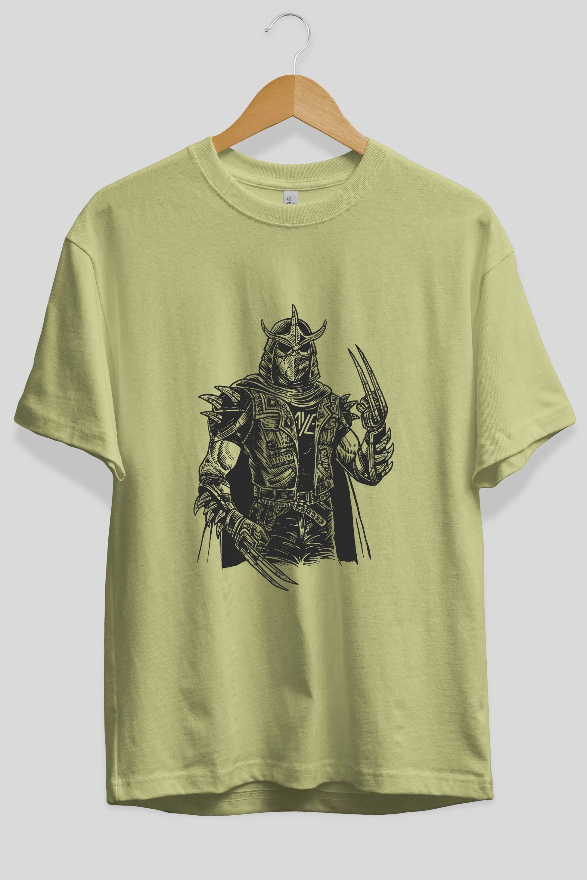 Shredder Punk Ön Baskılı Oversize t-shirt Erkek Kadın Unisex %100 Pamuk tişort