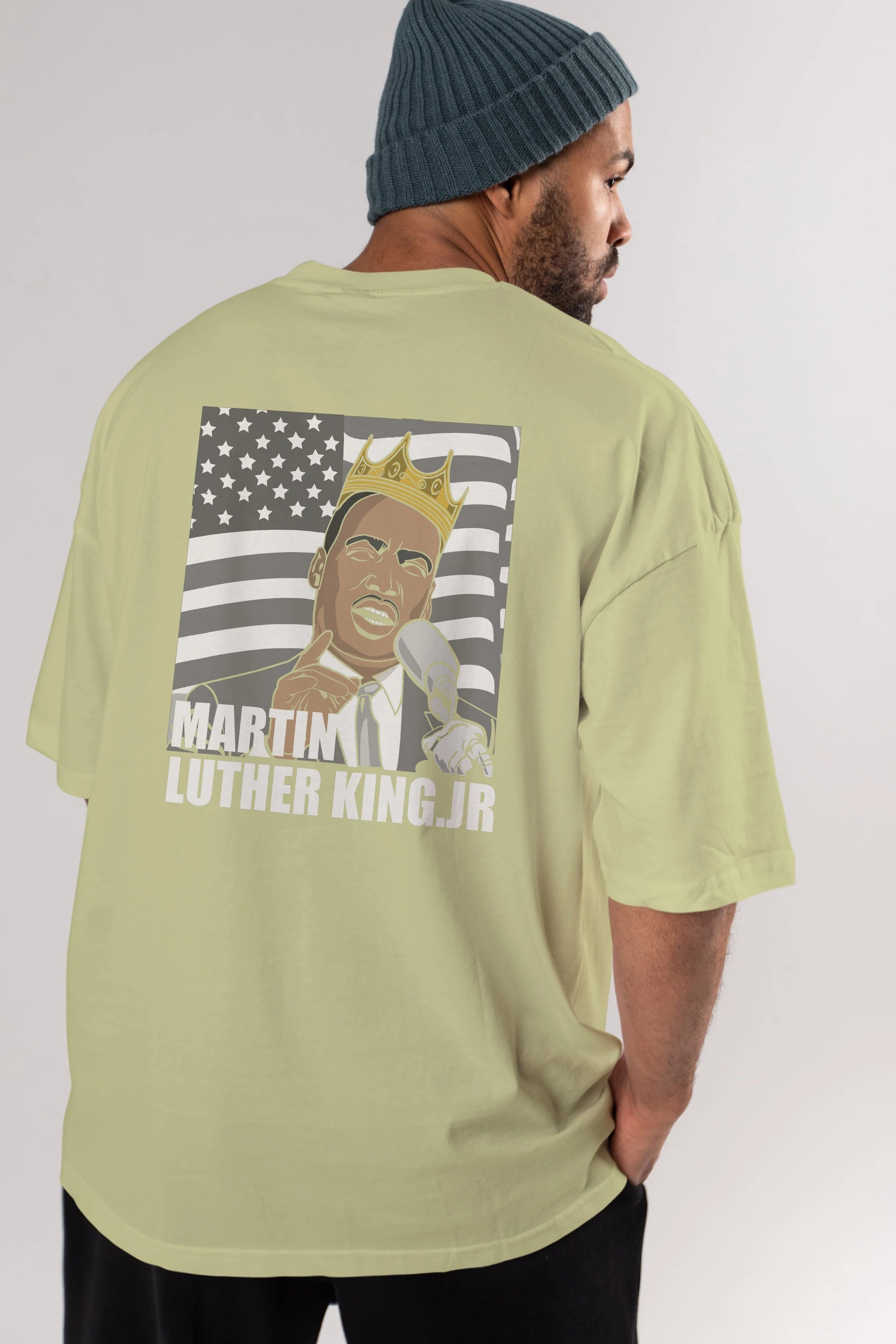 Luther King Arka Baskılı Oversize t-shirt Erkek Kadın Unisex %100 Pamuk tişort