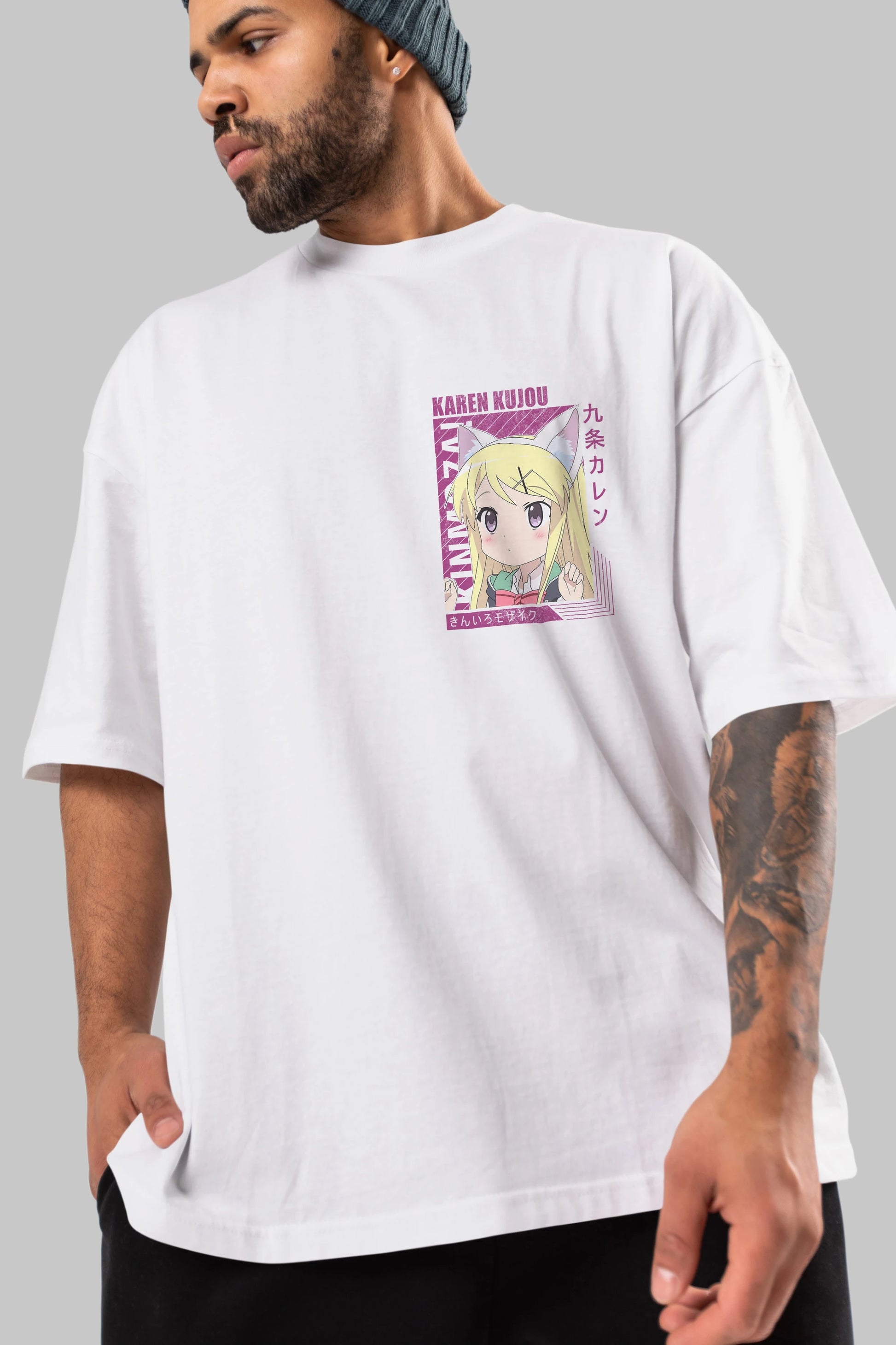 Karen Kujou 4 Ön Sol Baskılı Oversize t-shirt Erkek Kadın Unisex %100 Pamuk Bisiklet Yaka tişort
