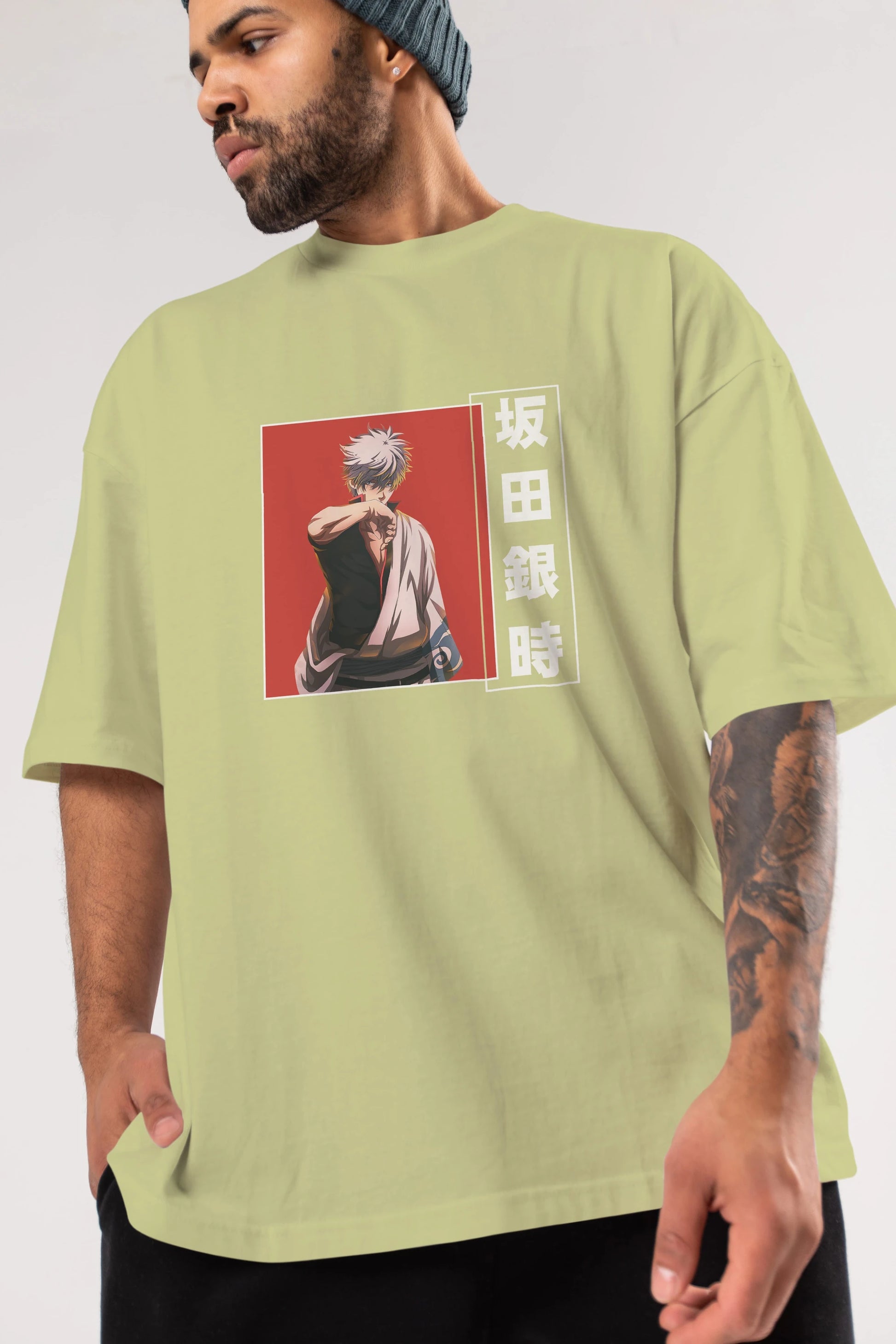 Gintoki Sakata GINTAMA 1 Anime Ön Baskılı Oversize t-shirt %100 pamuk Erkek Kadın Unisex