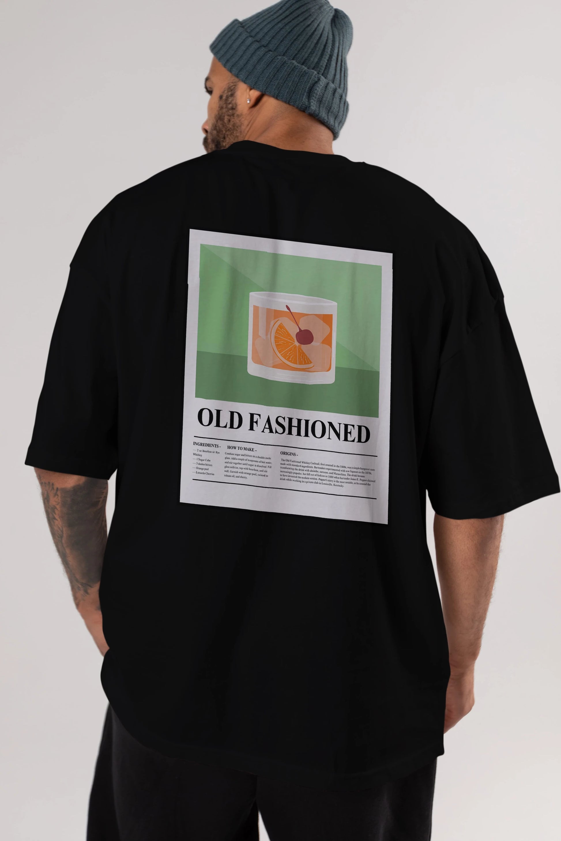 Old Fashioned Arka Baskılı Oversize t-shirt Erkek Kadın Unisex %100 Pamuk Bisiklet Yaka tişort