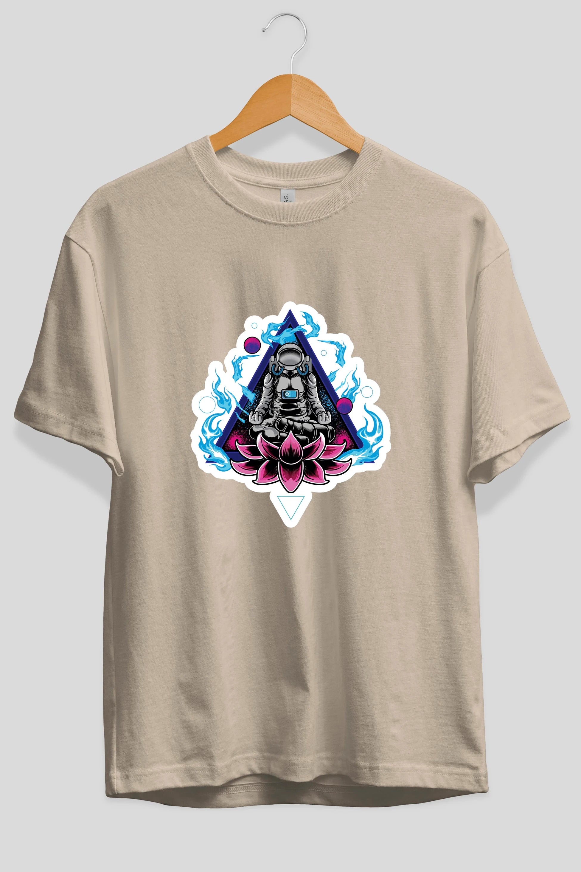Astronaut Meditation Sticker Ön Baskılı Oversize t-shirt Erkek Kadın Unisex