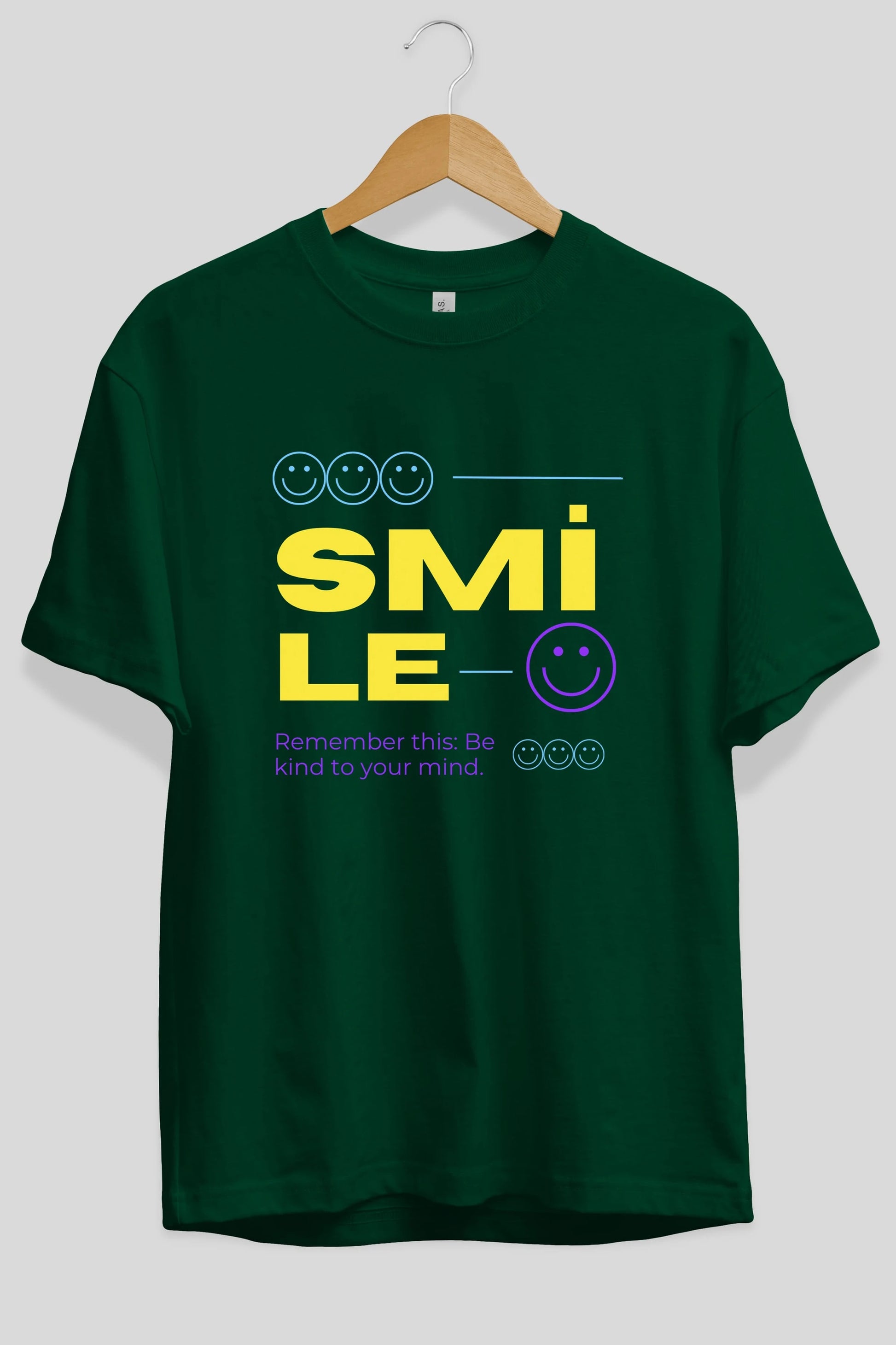 Smile Yazılı 2 Ön Baskılı Oversize t-shirt Erkek Kadın Unisex