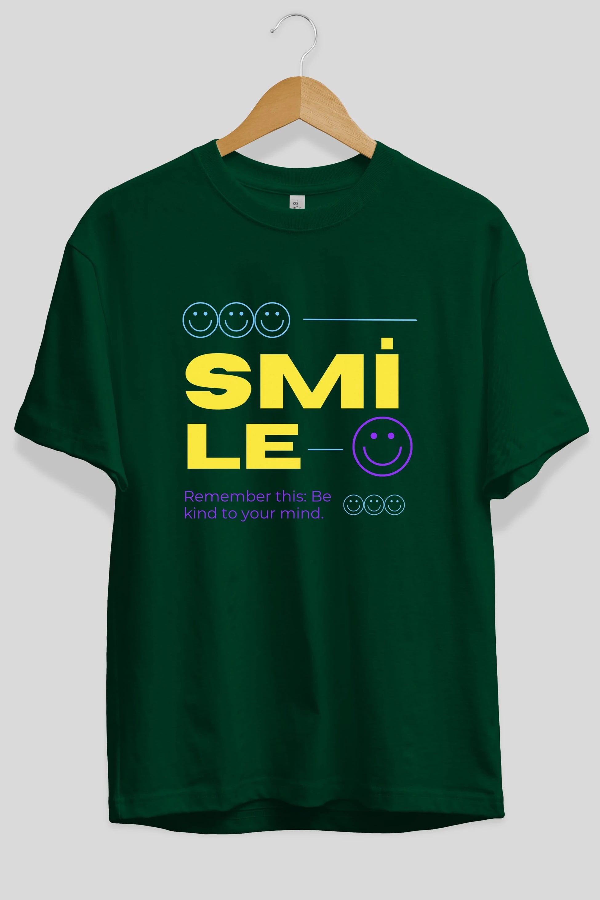 Smile Yazılı 2 Ön Baskılı Oversize t-shirt Erkek Kadın Unisex