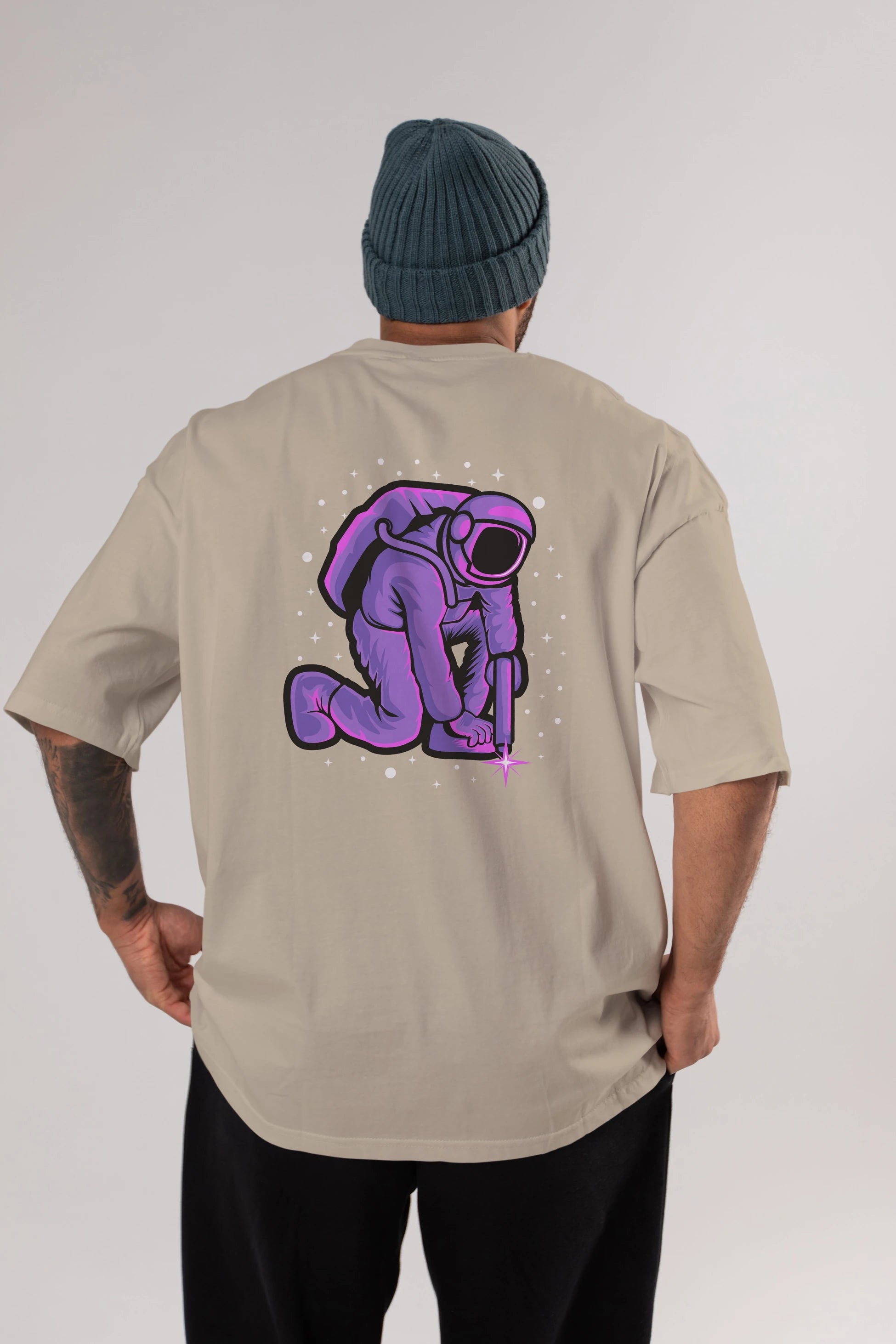 Welding in Space Arka Baskılı Oversize t-shirt Erkek Kadın Unisex