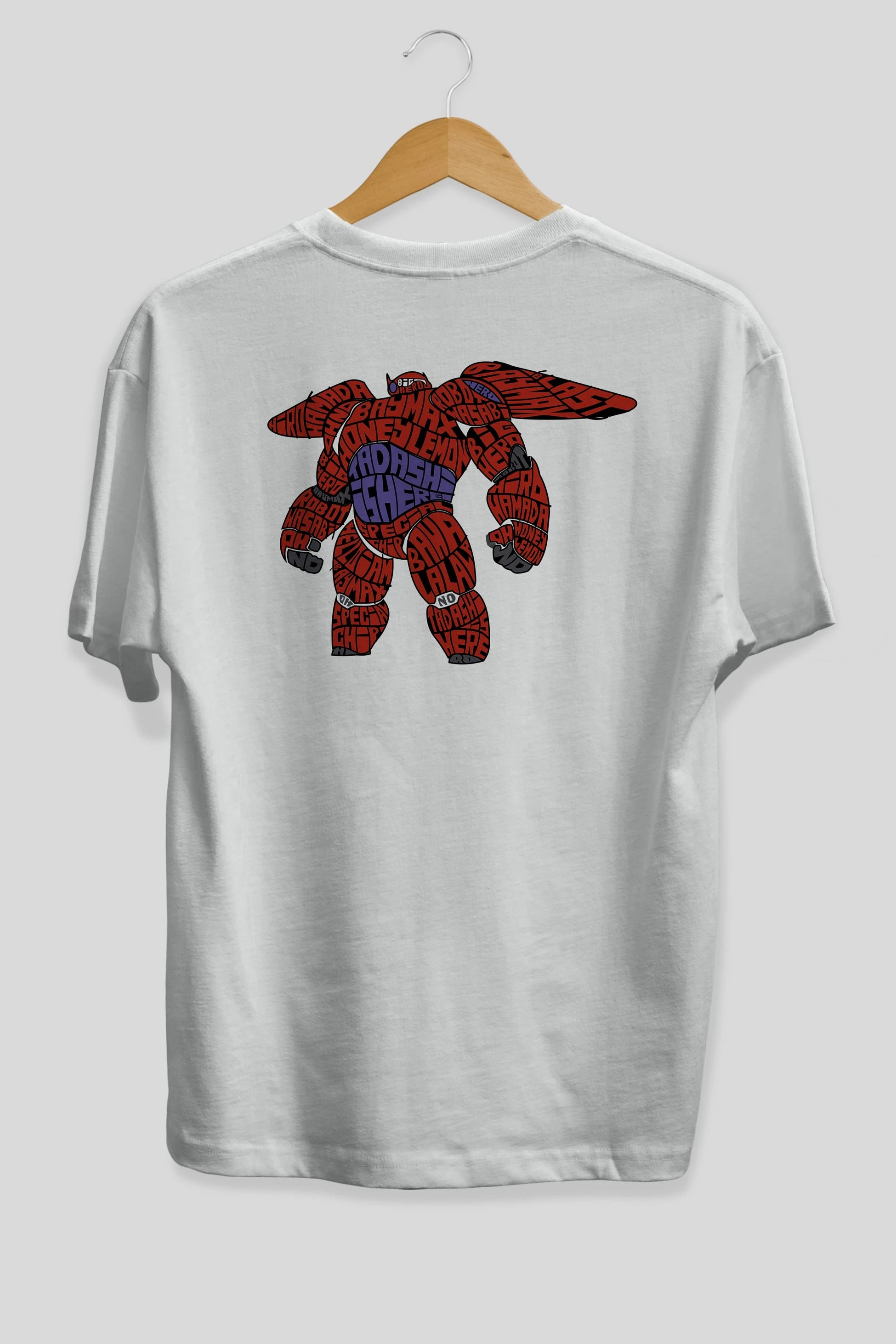 Baymax Arka Baskılı Oversize t-shirt %100 pamuk Erkek Kadın Unisex