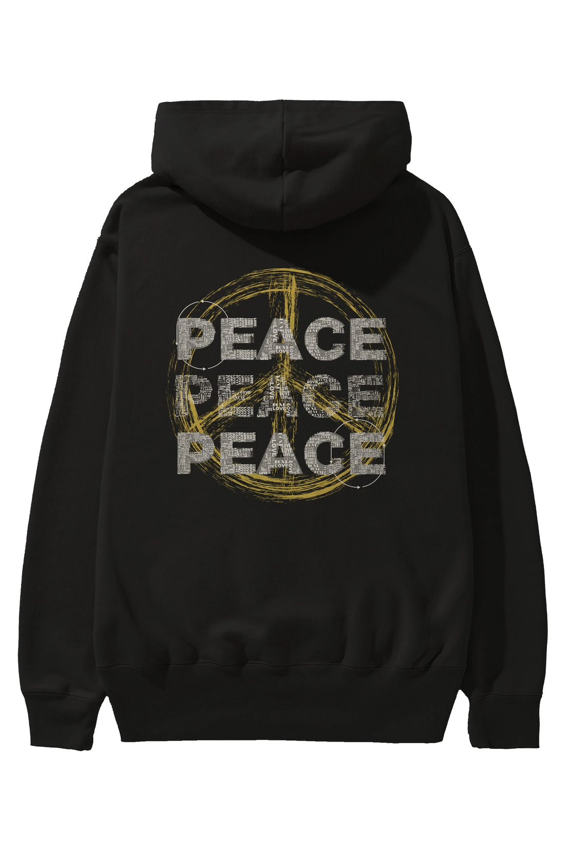 Peace Yazılı Arka Baskılı Oversize Hoodie Kapüşonlu Sweatshirt Erkek Kadın Unisex