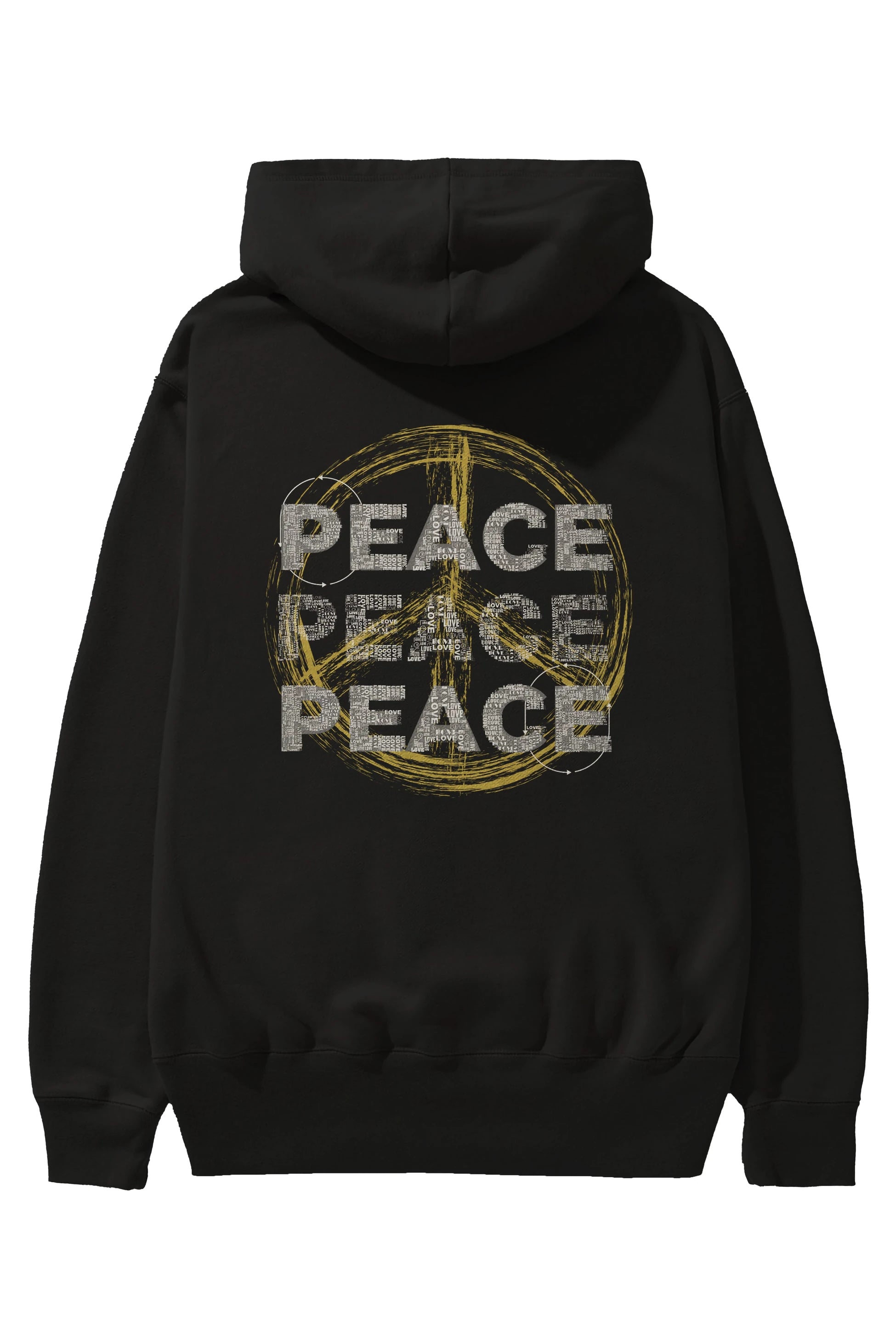 Peace Yazılı Arka Baskılı Oversize Hoodie Kapüşonlu Sweatshirt Erkek Kadın Unisex