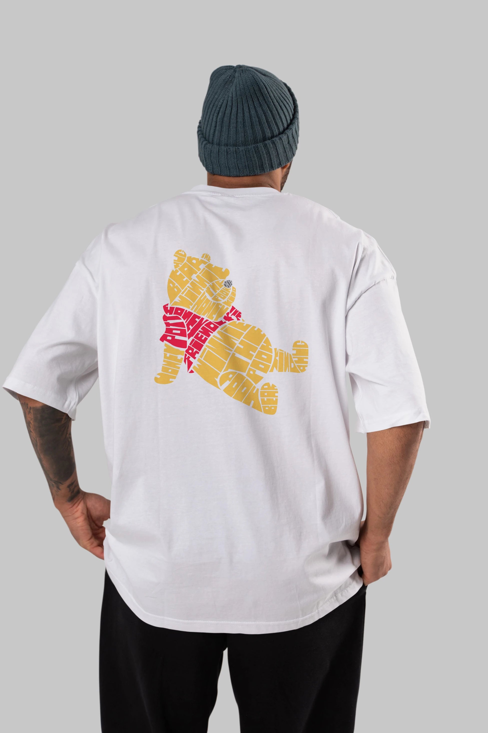 Winnie The Pooh Arka Baskılı Oversize t-shirt %100 pamuk Erkek Kadın Unisex
