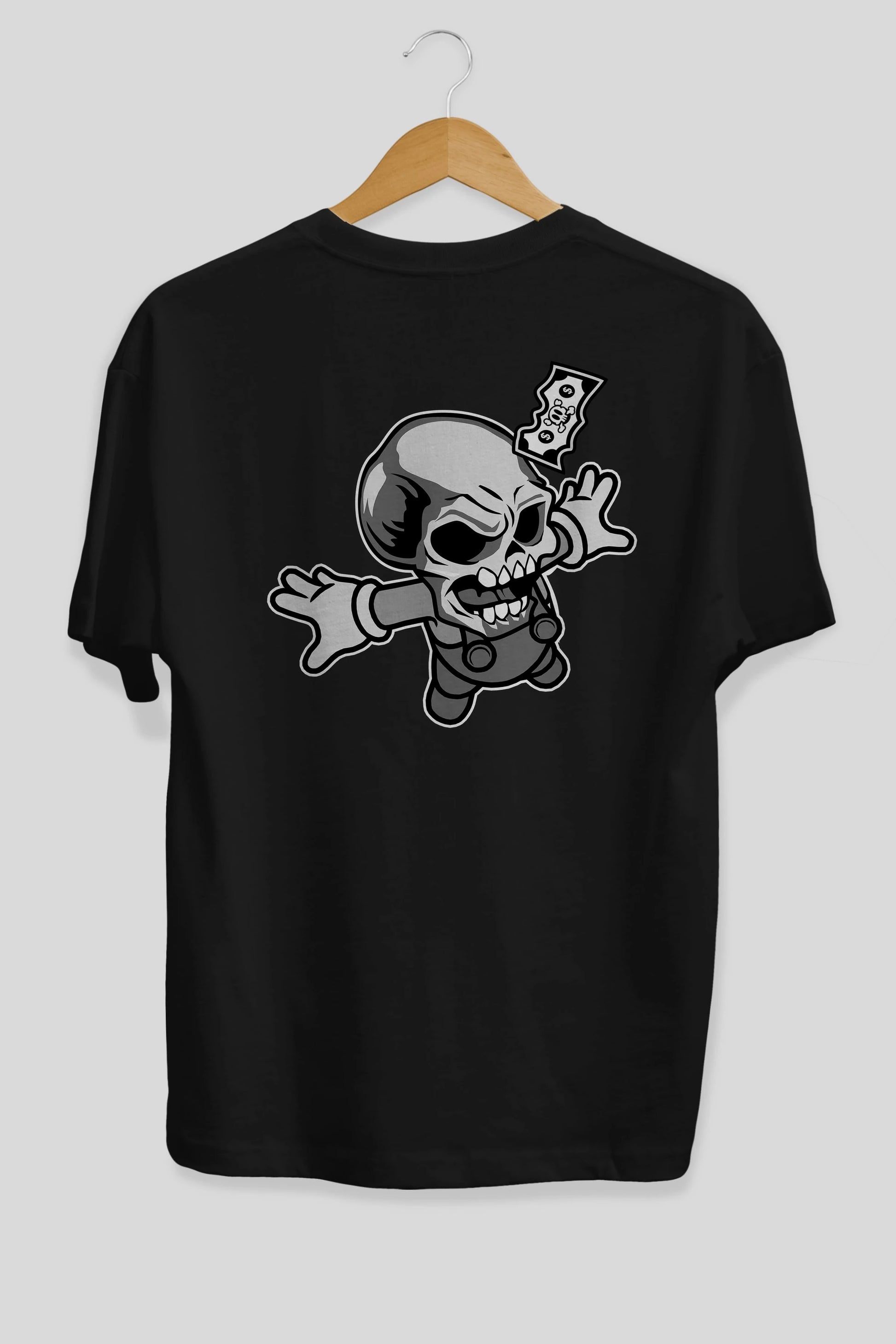 Skull Drowning Arka Baskılı Oversize t-shirt Erkek Kadın Unisex %100 Pamuk tişort