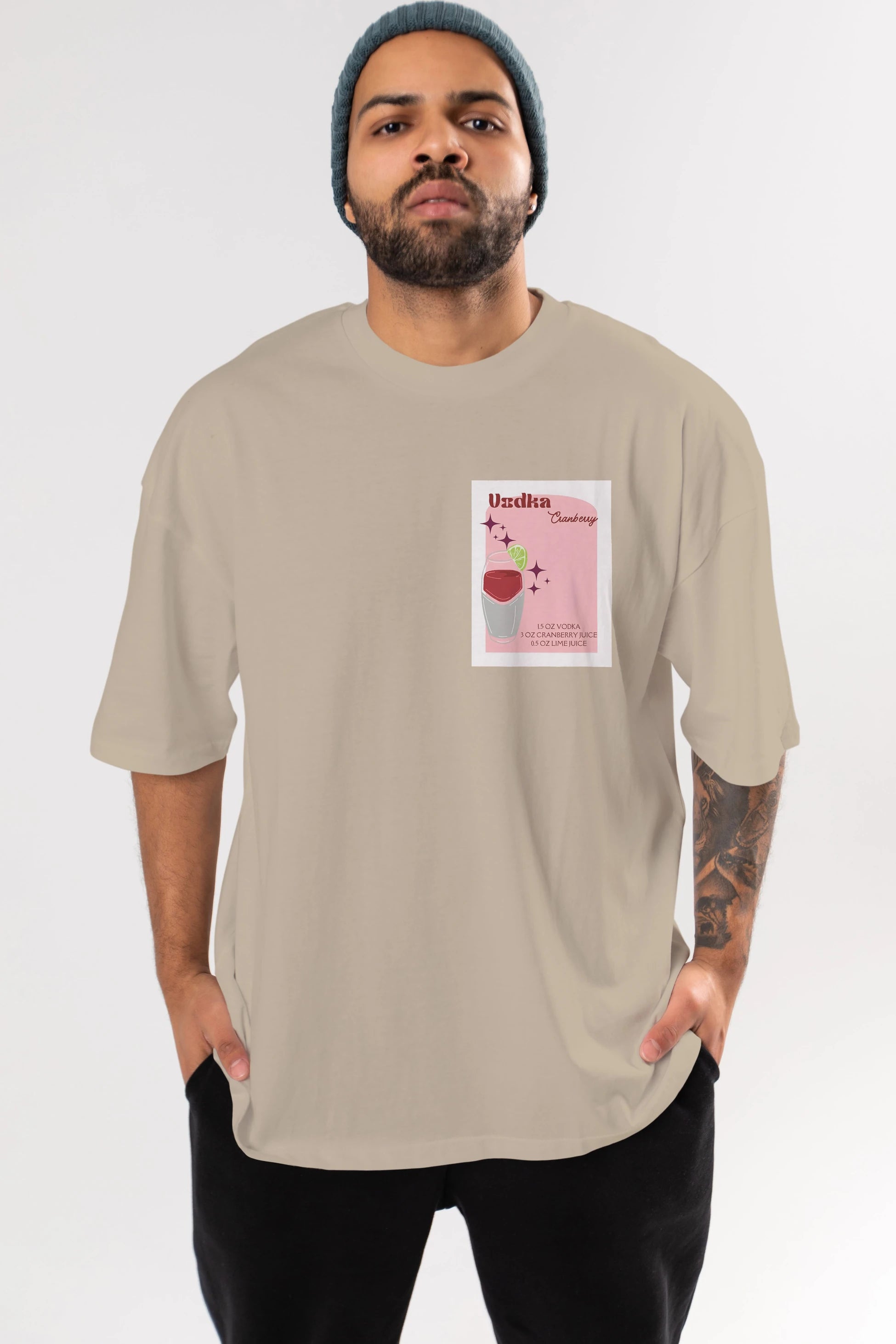 Vodka Cranberry 2 Ön Sol Baskılı Oversize t-shirt Erkek Kadın Unisex %100 Pamuk Bisiklet Yaka tişort