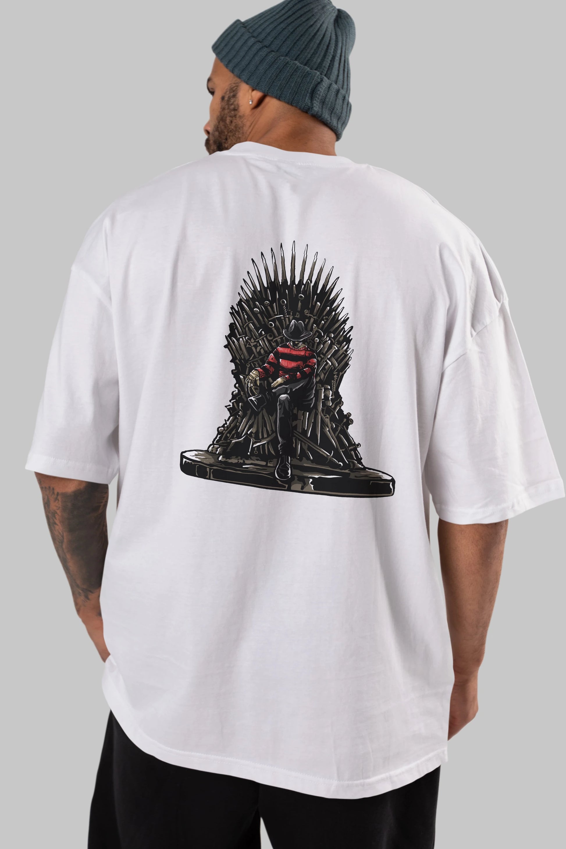 Nightmare Throne Arka Baskılı Oversize t-shirt Erkek Kadın Unisex %100 Pamuk