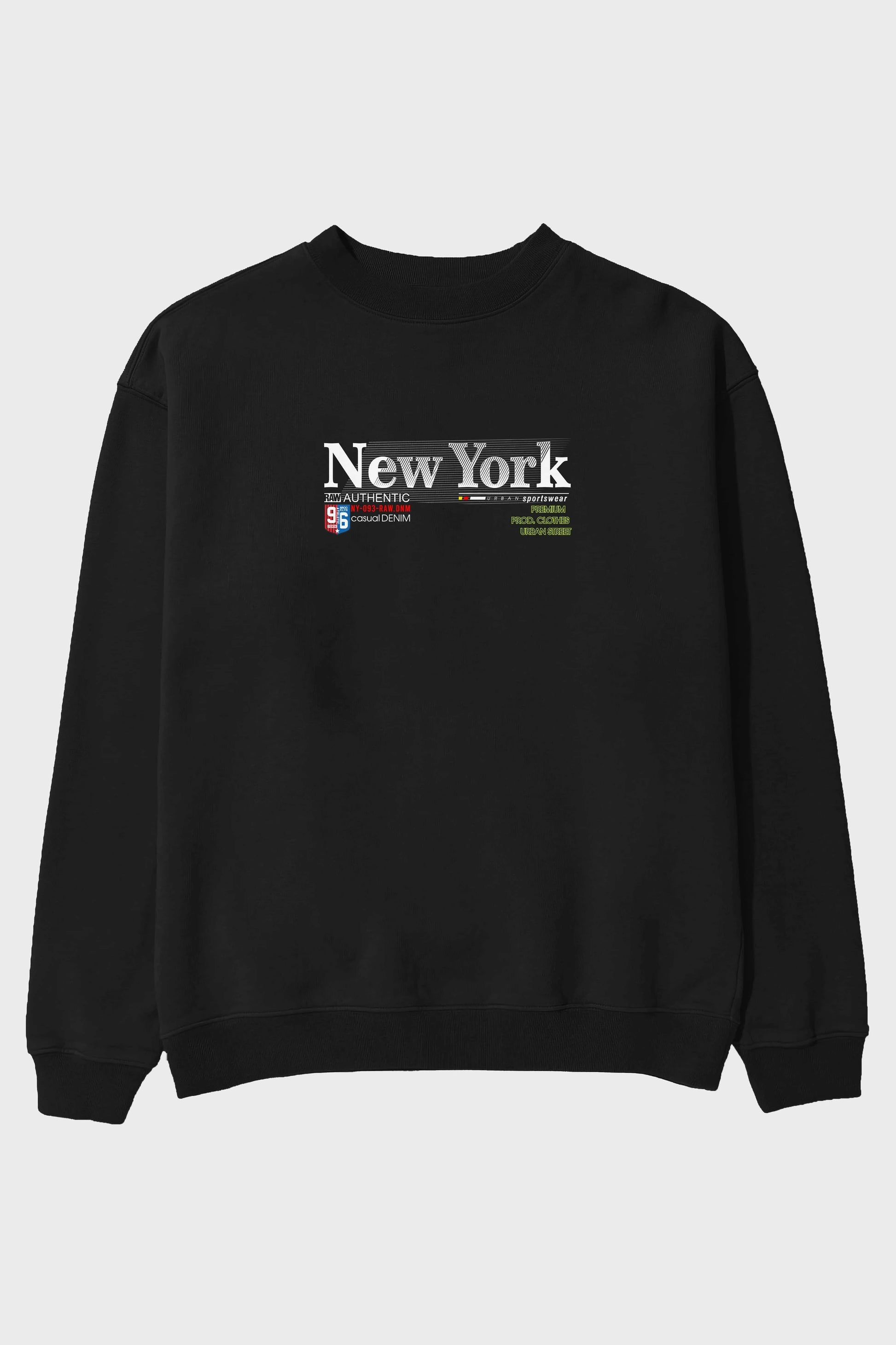New York 96 Ön Baskılı Oversize Sweatshirt Erkek Kadın Unisex